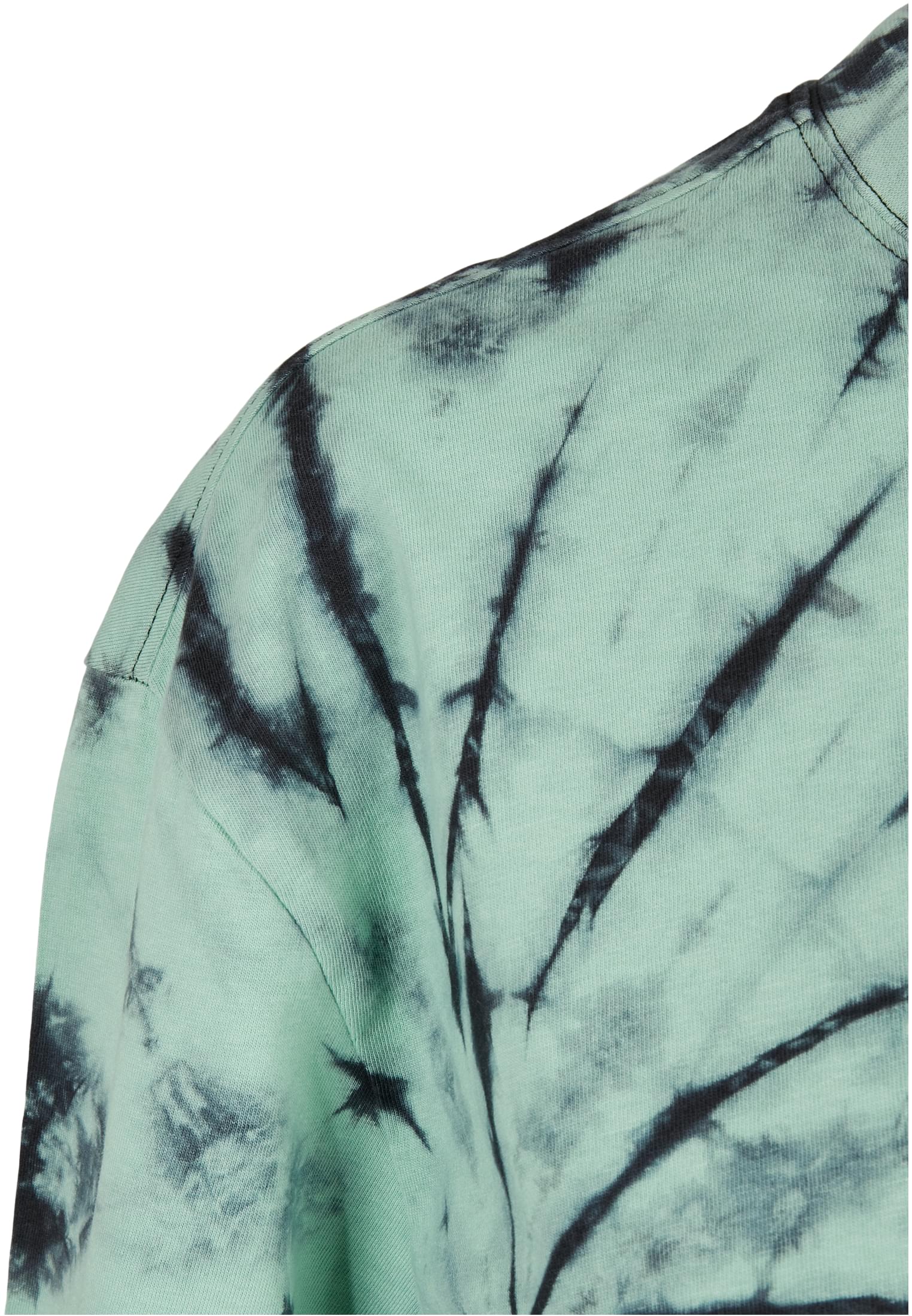 Ladies Oversized Cropped Tie Dye Tee | black/ghostgreen