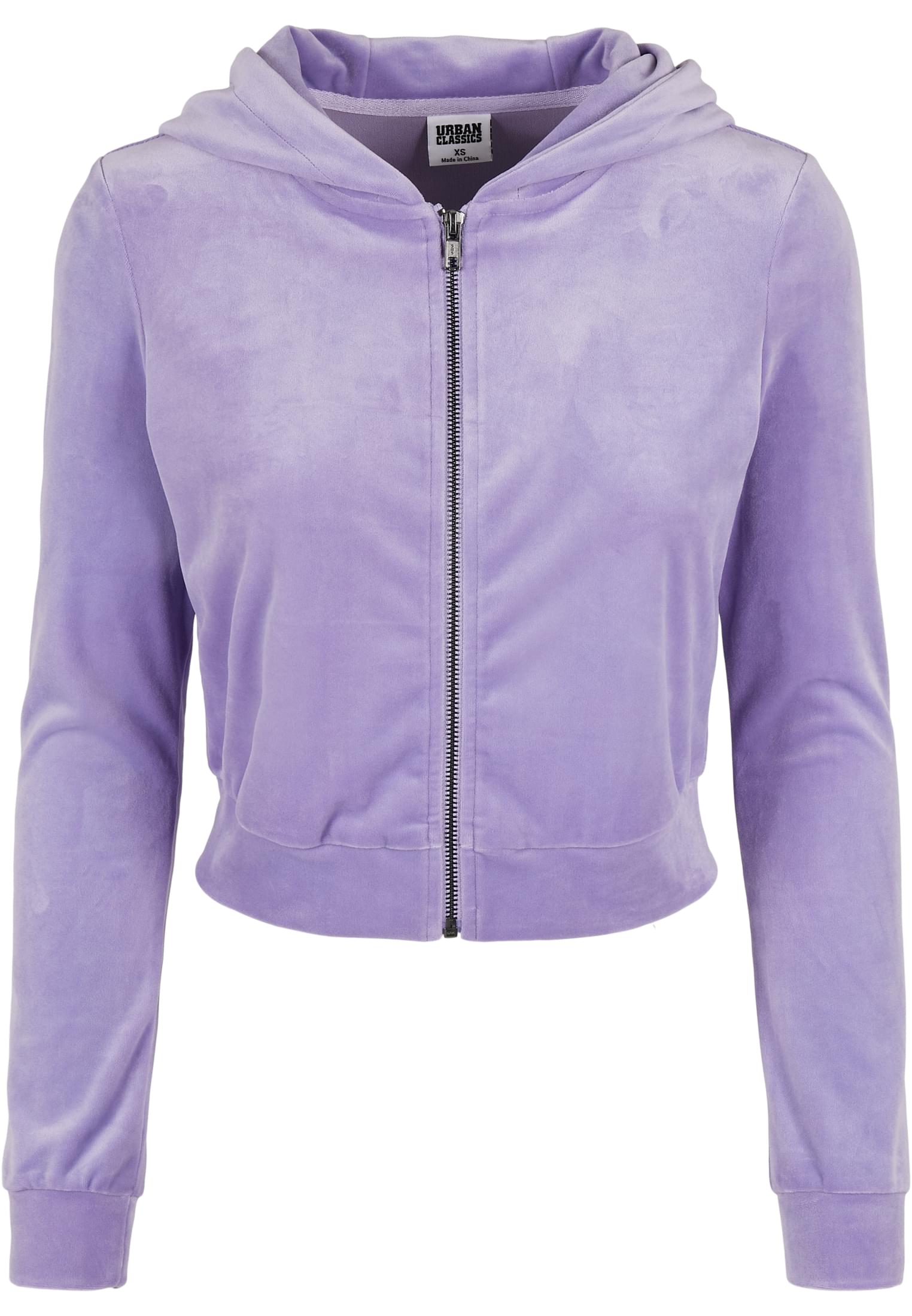 Ladies Short Velvet Zip Hoody | lavender