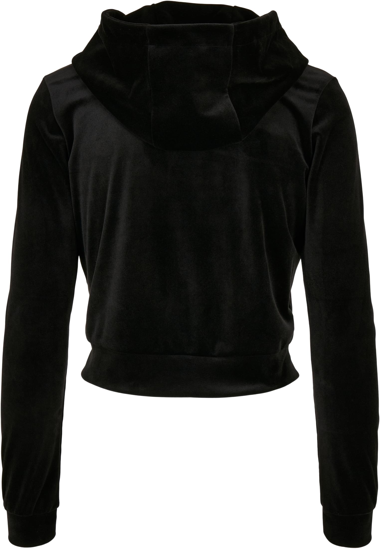 Ladies Short Velvet Zip Hoody | black