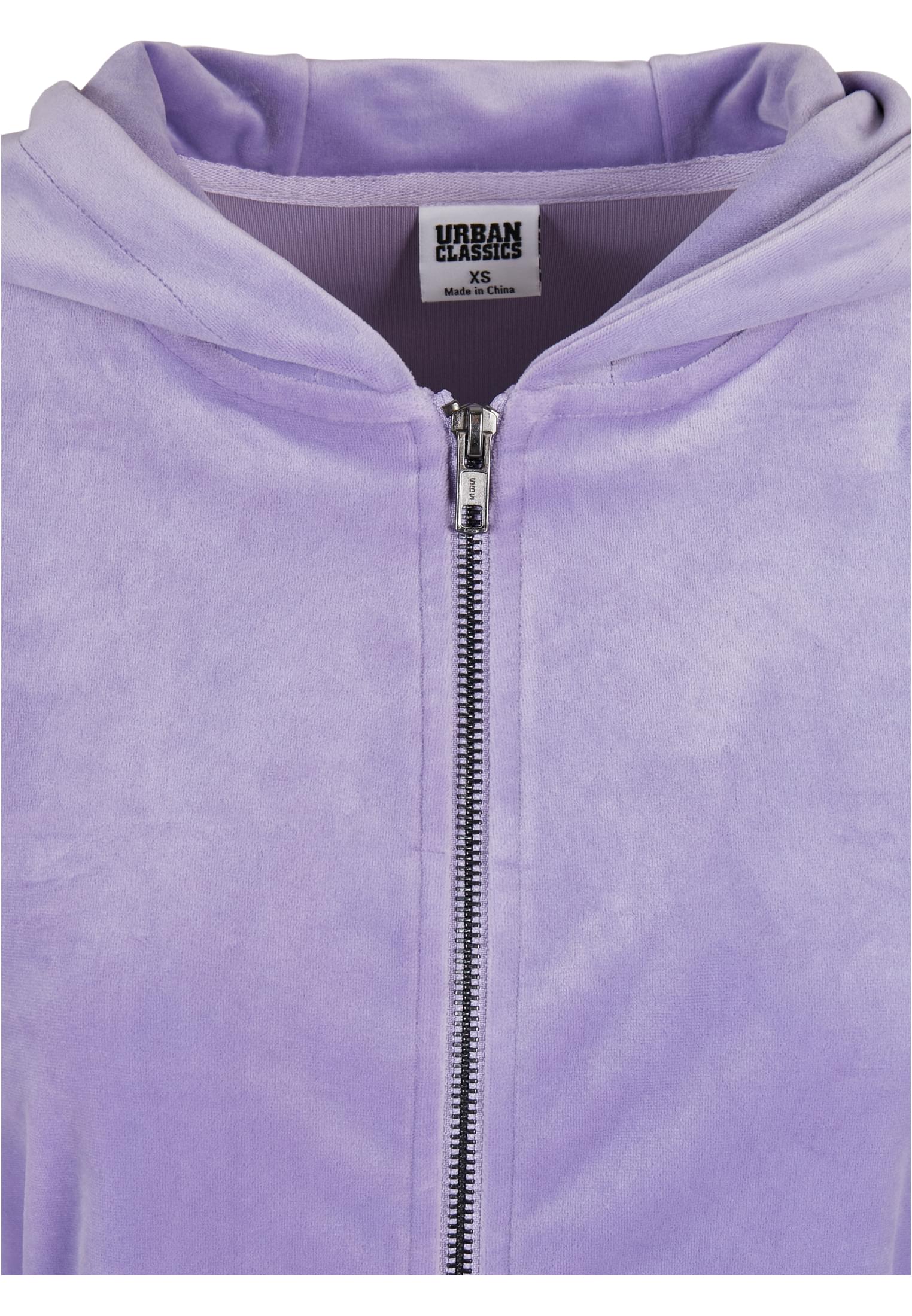 Ladies Short Velvet Zip Hoody | lavender