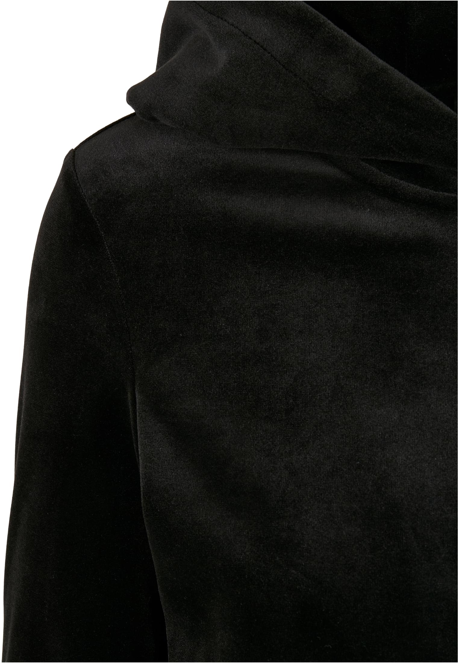 Ladies Short Velvet Zip Hoody | black