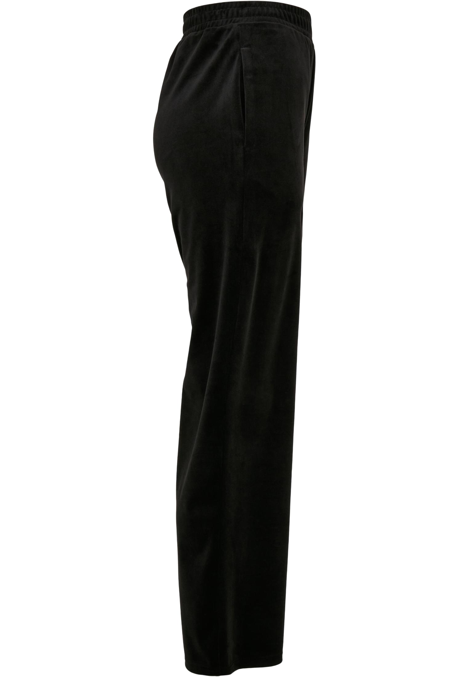 Ladies High Waist Straight Velvet Sweatpants | black