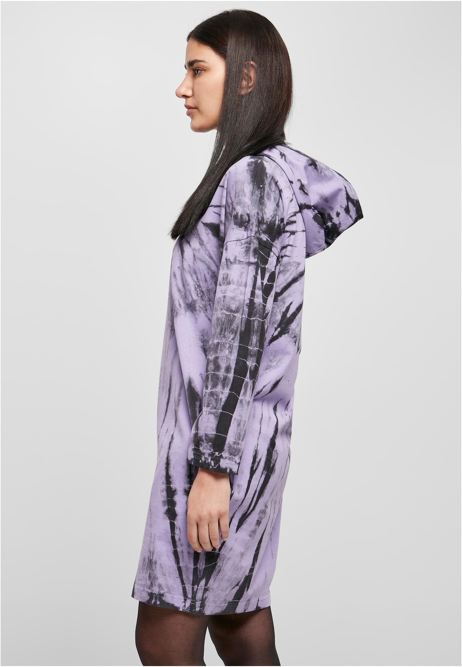 Ladies Oversized Tie Dye Hoody Dress | black/lavender