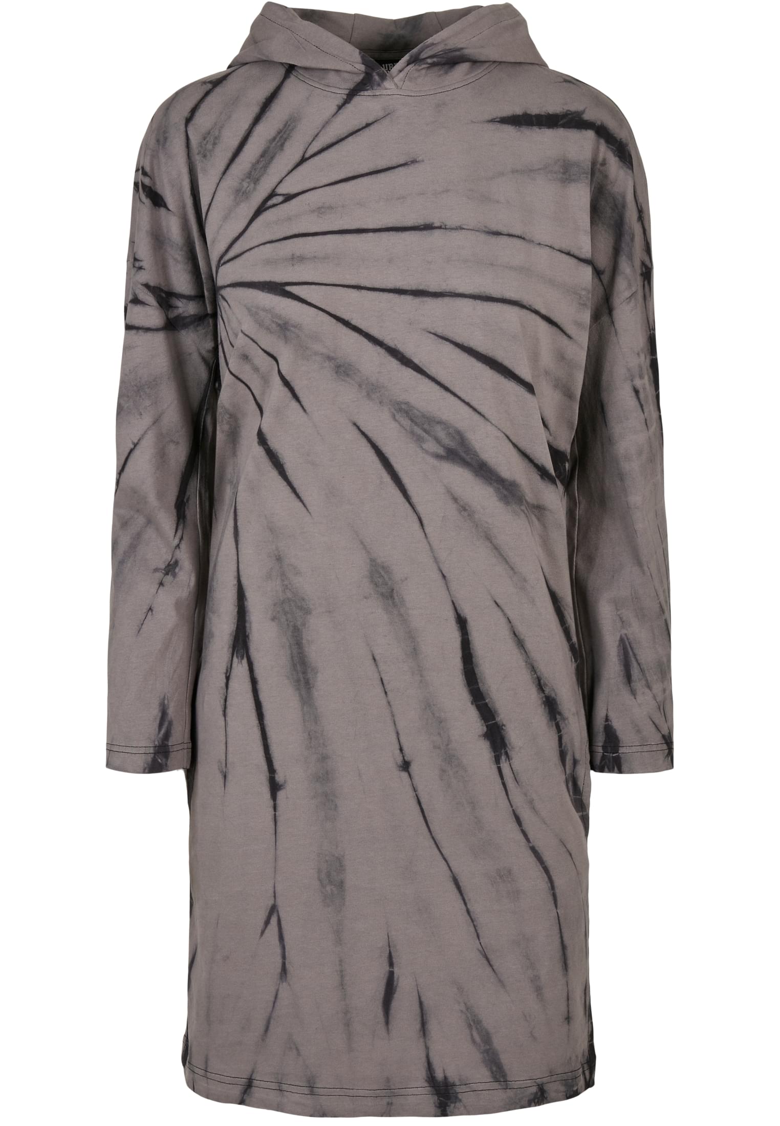 Ladies Oversized Tie Dye Hoody Dress | black/asphalt