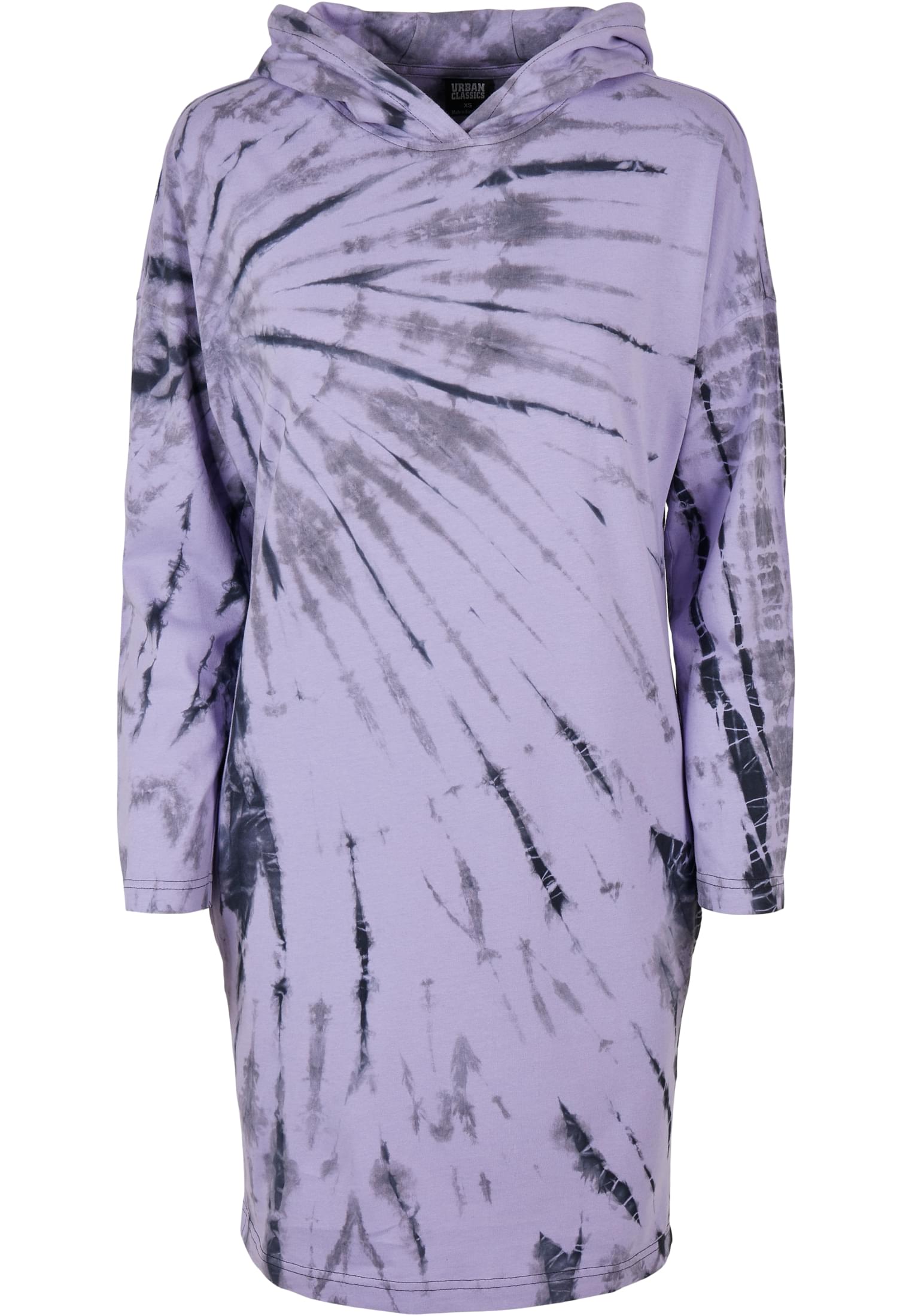 Ladies Oversized Tie Dye Hoody Dress | black/lavender