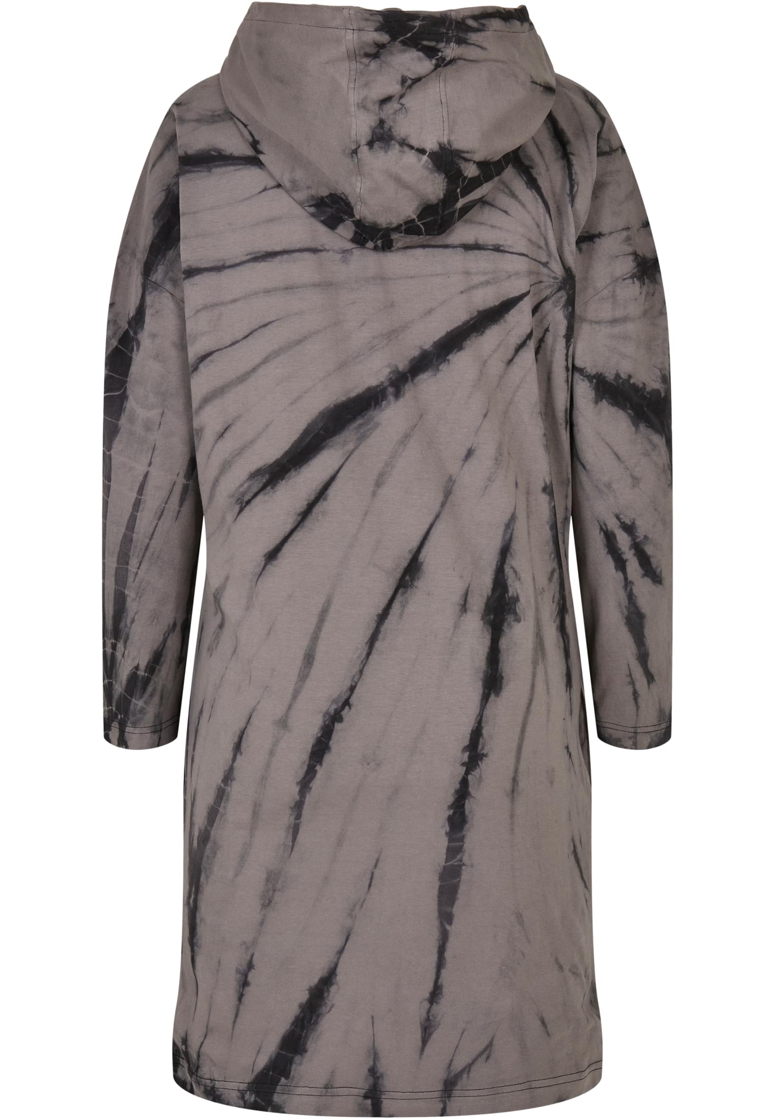 Ladies Oversized Tie Dye Hoody Dress | black/asphalt