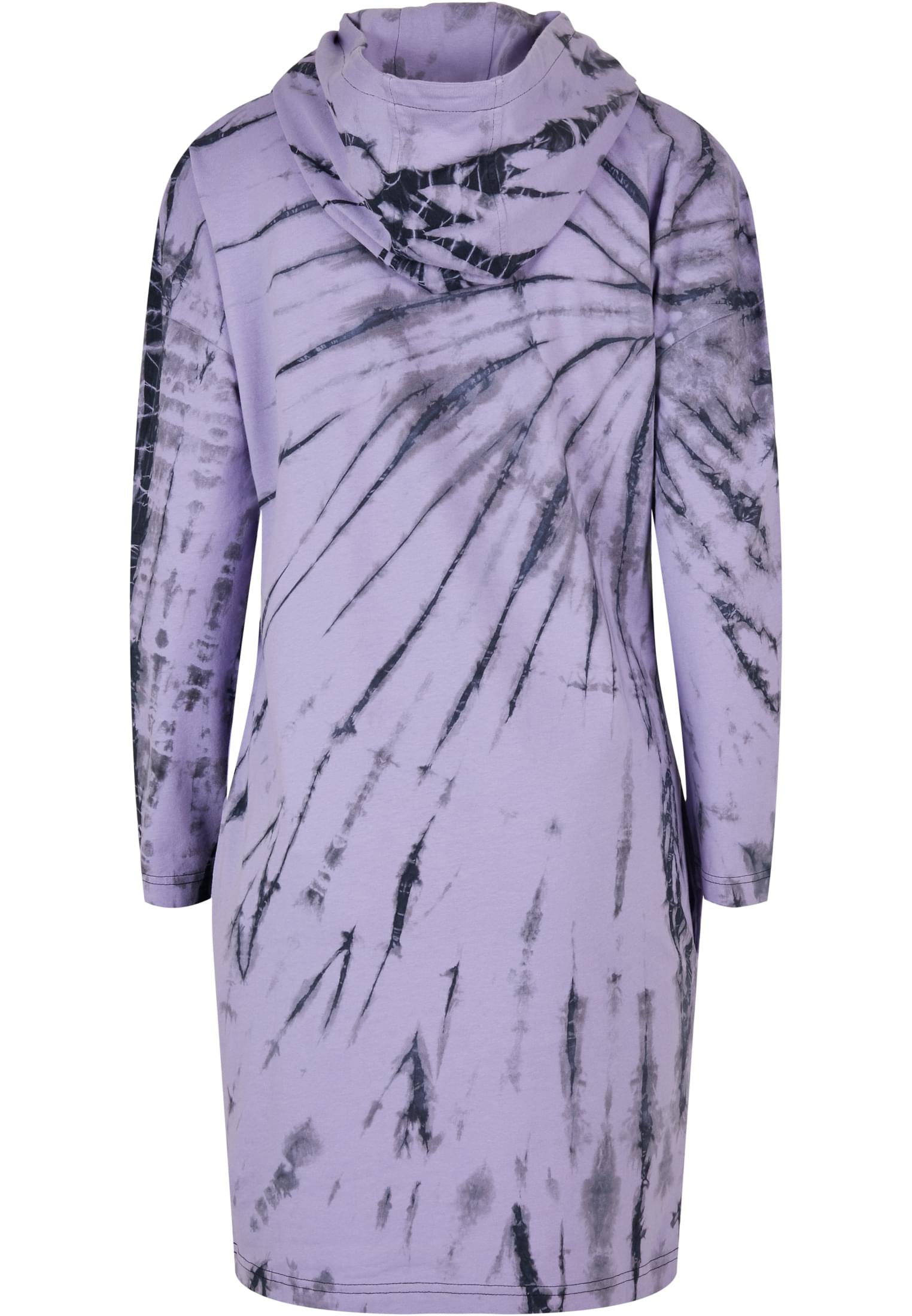 Ladies Oversized Tie Dye Hoody Dress | black/lavender