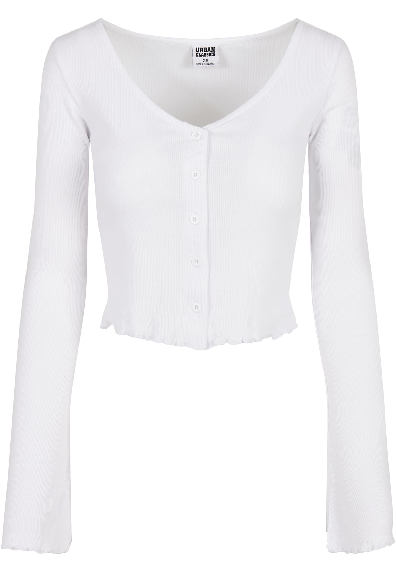 Ladies Cropped Rib Cardigan | white