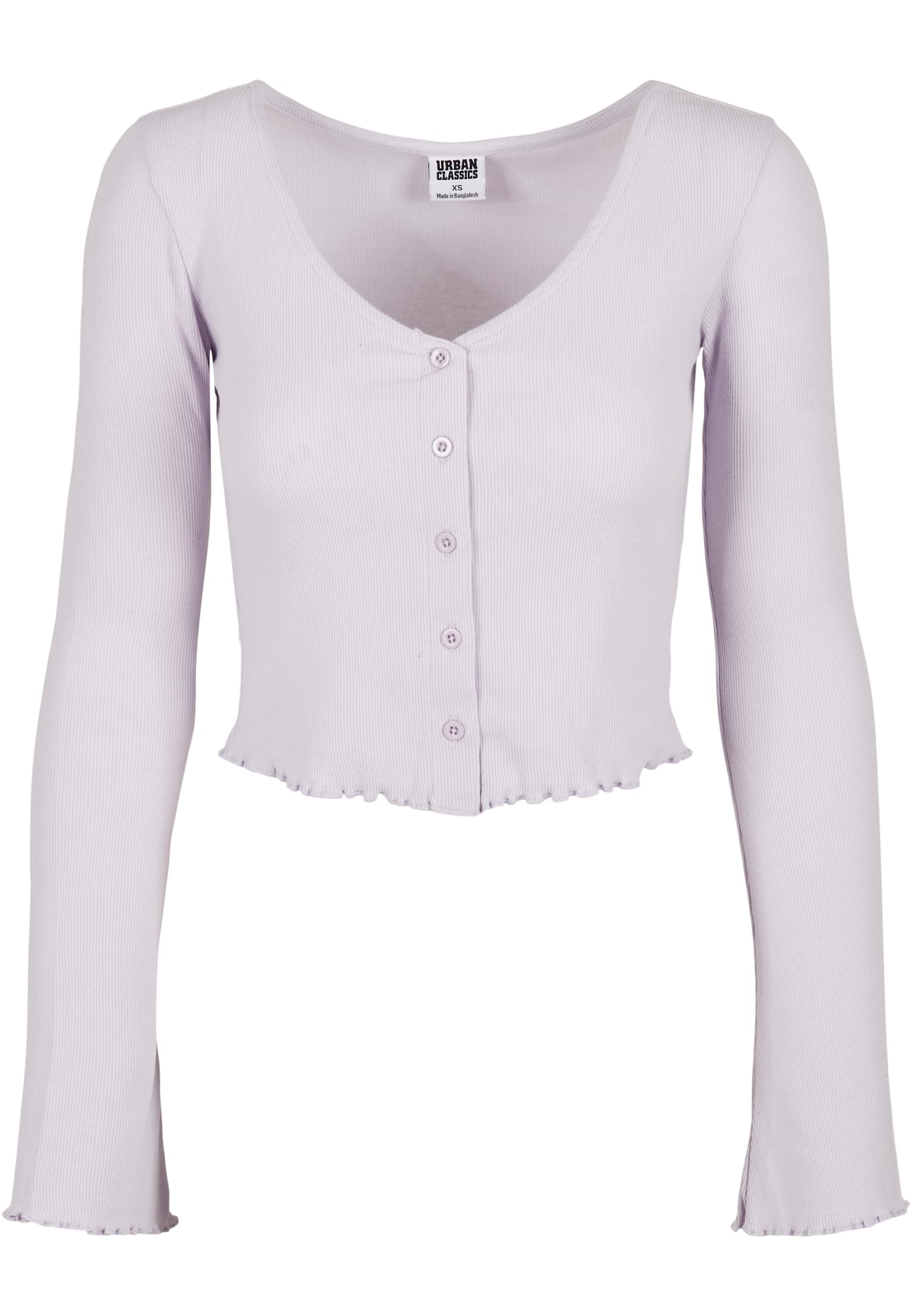 Ladies Cropped Rib Cardigan | softlilac