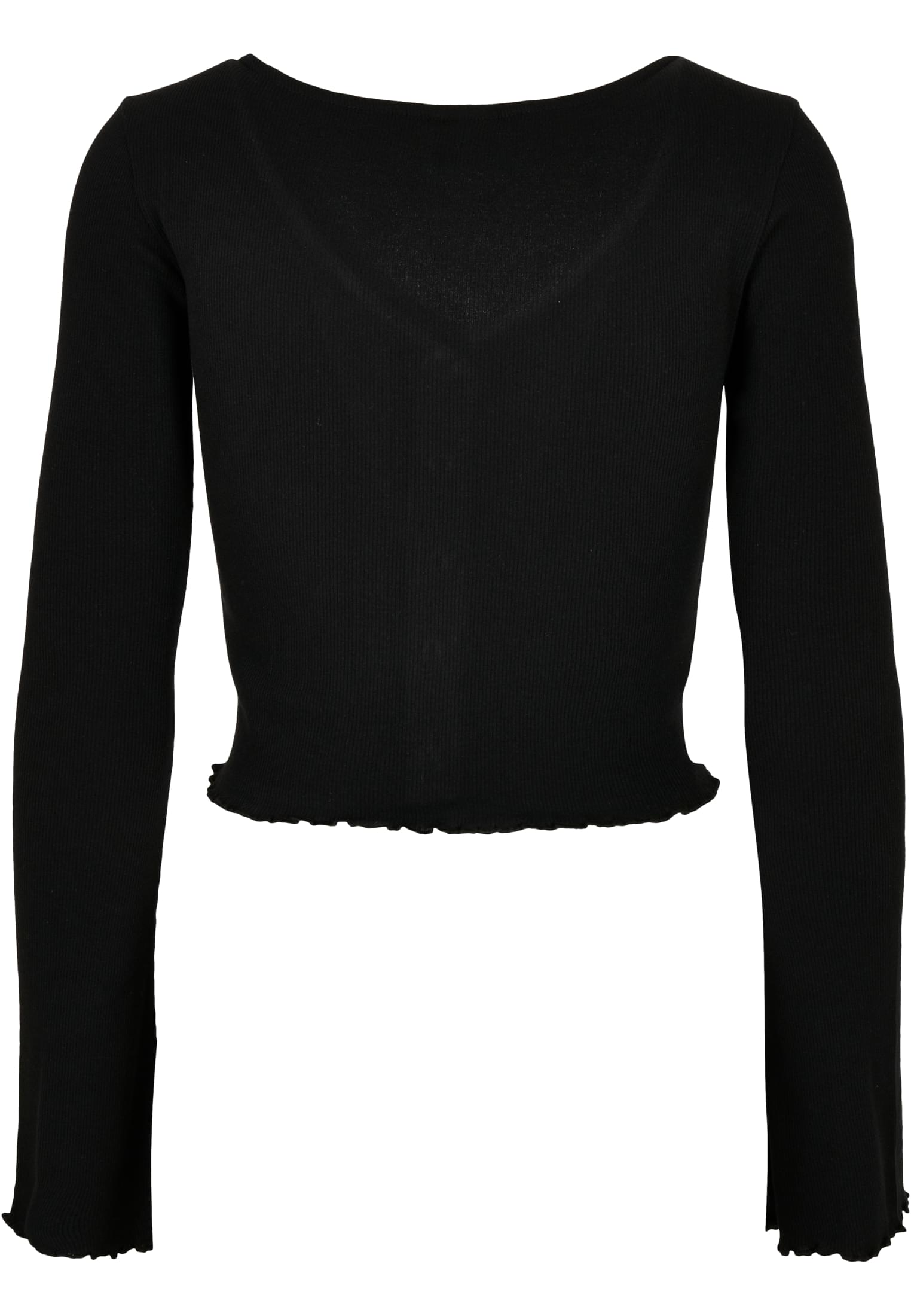 Ladies Cropped Rib Cardigan | black