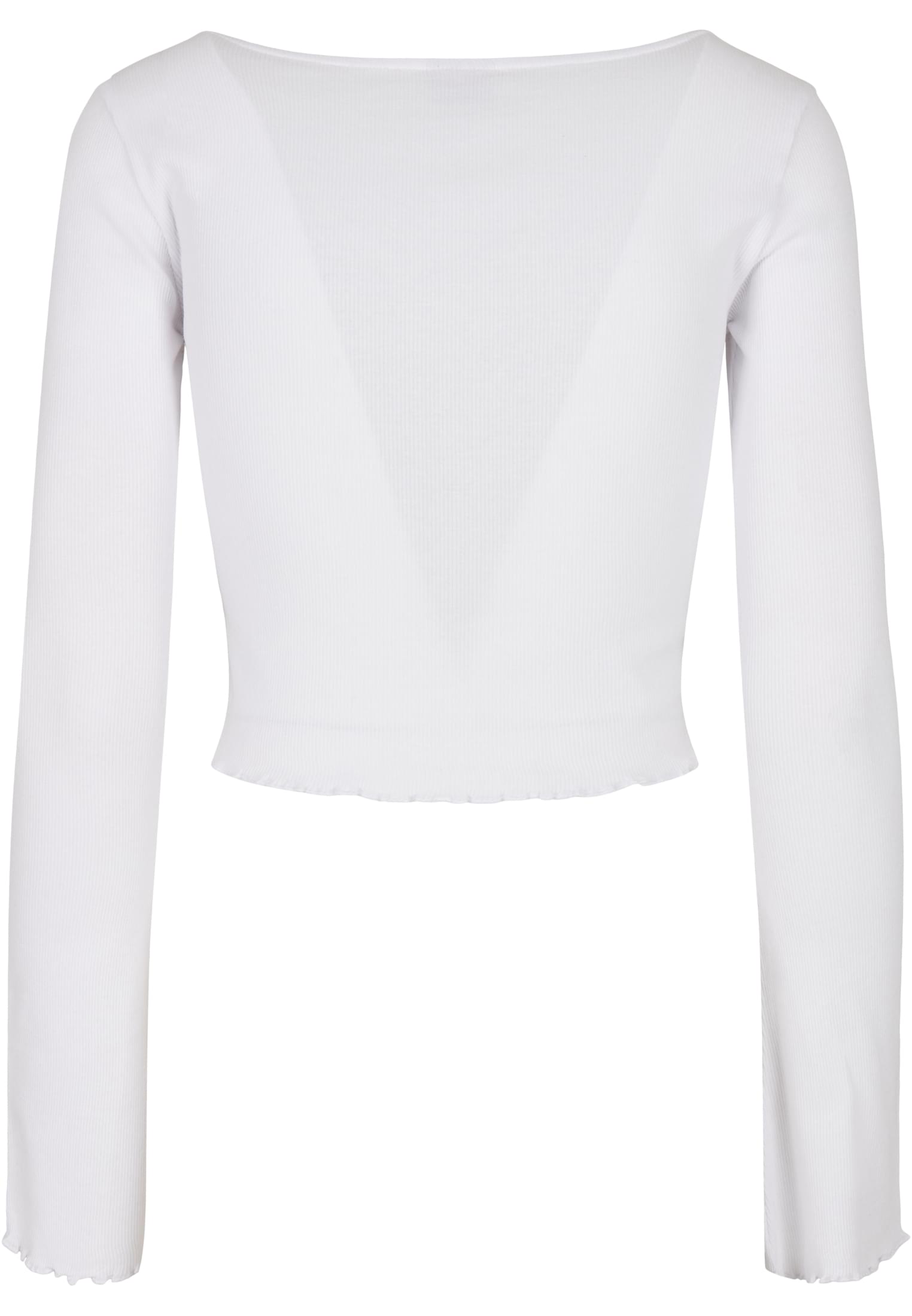 Ladies Cropped Rib Cardigan | white