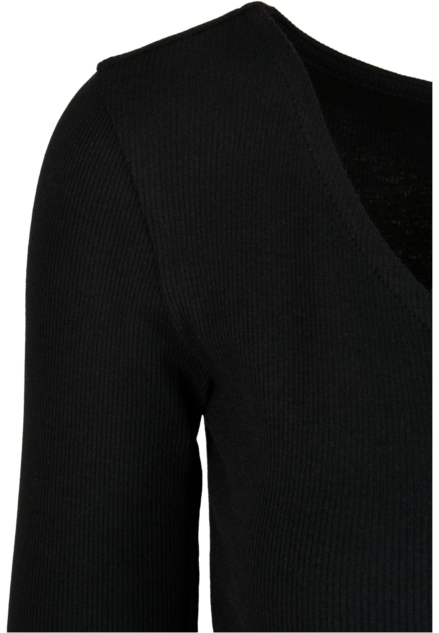 Ladies Cropped Rib Cardigan | black