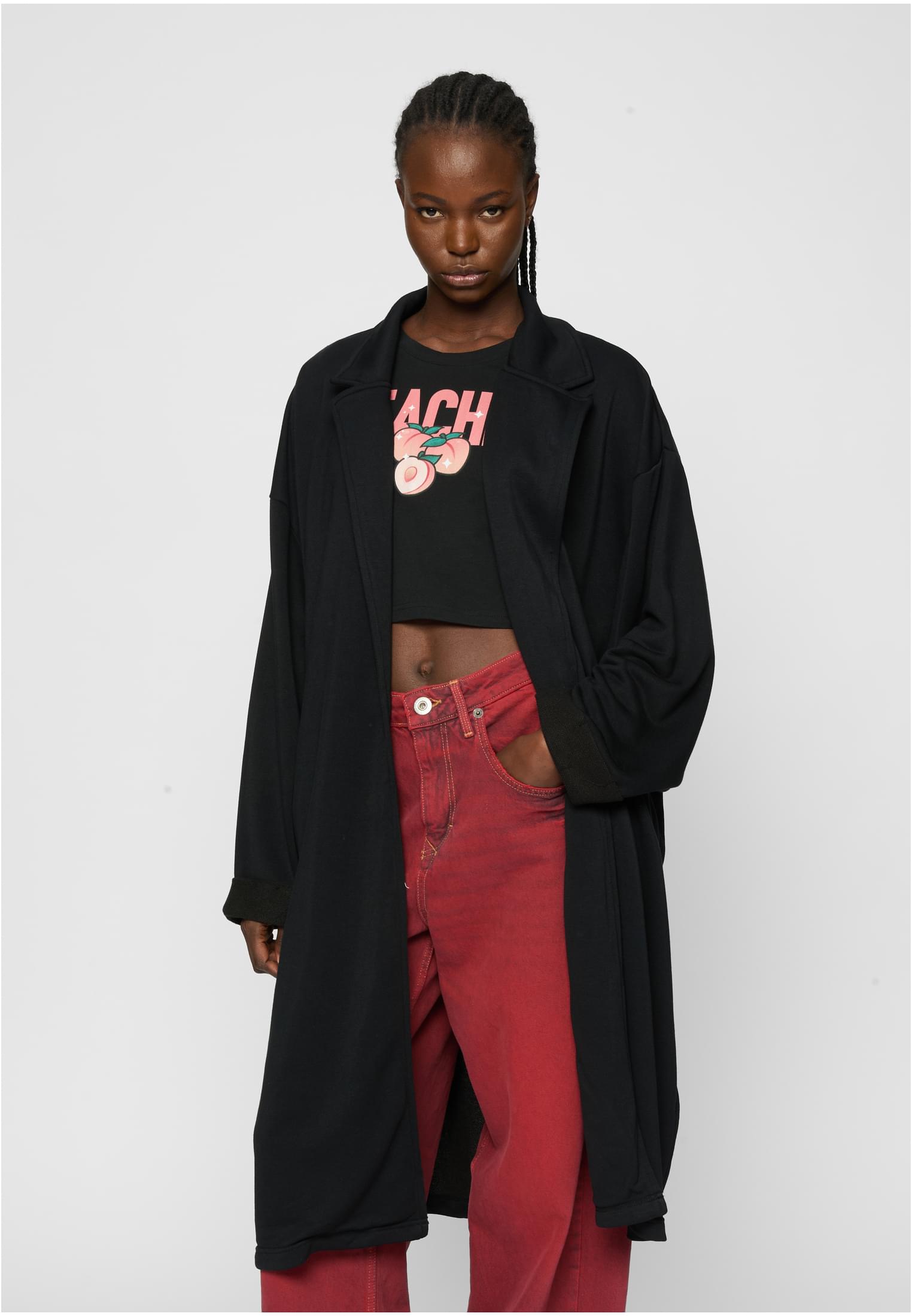 Ladies Modal Terry Oversized Coat | black