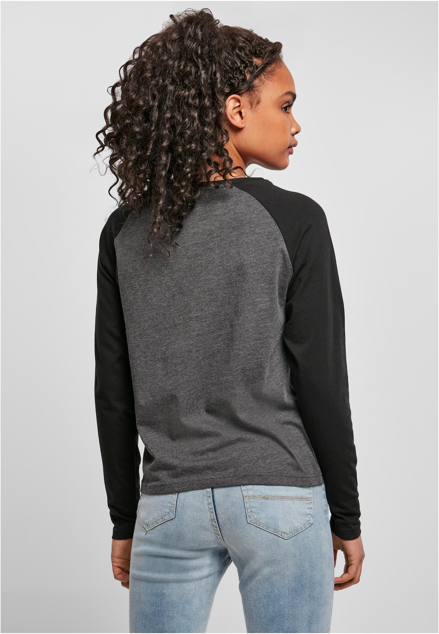 Ladies Contrast Raglan Longsleeve | charcoal/black