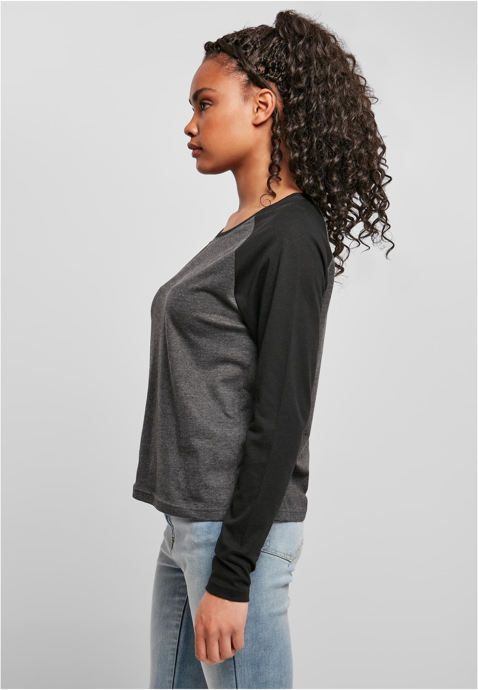 Ladies Contrast Raglan Longsleeve | charcoal/black