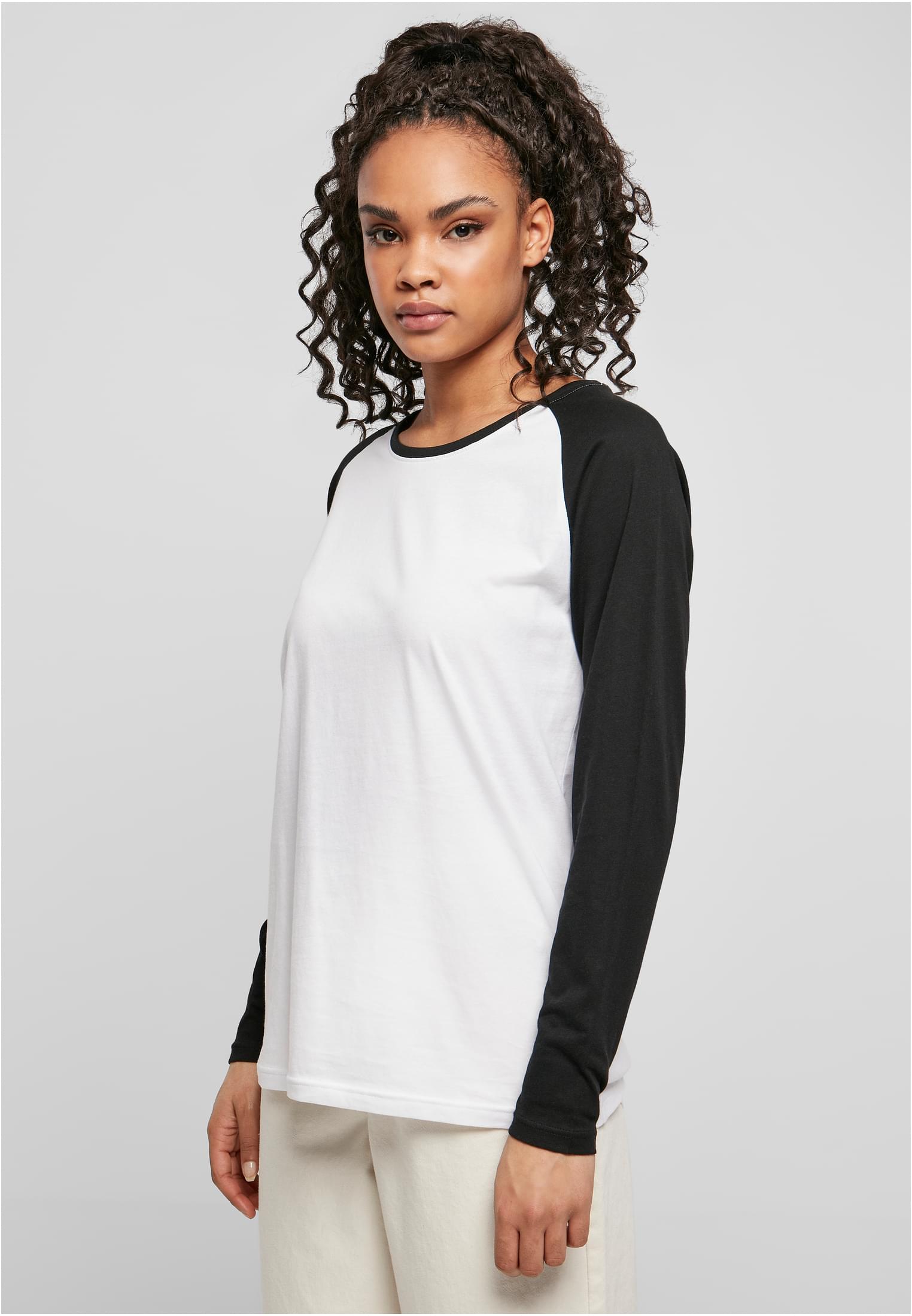 Ladies Contrast Raglan Longsleeve | white/black