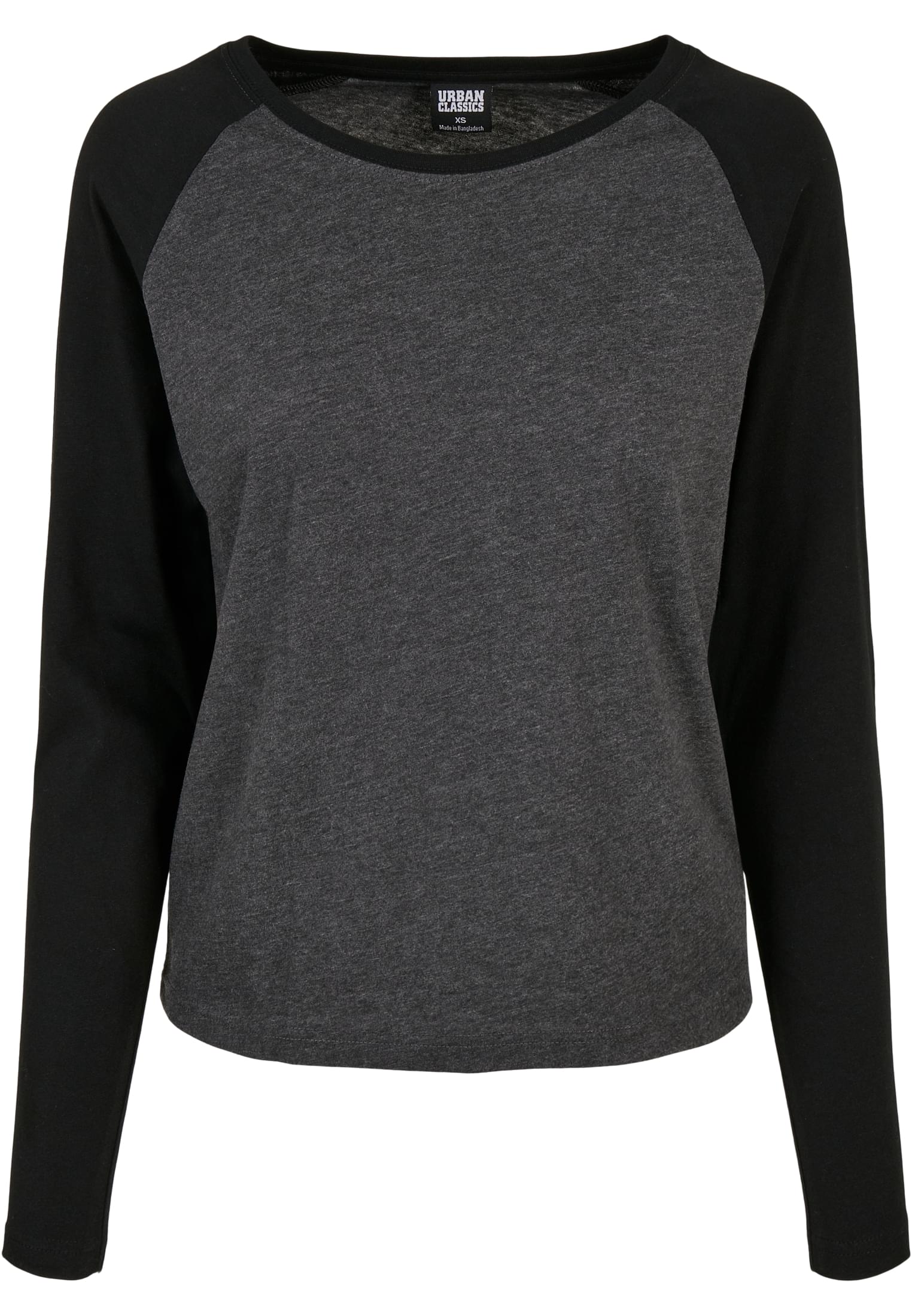 Ladies Contrast Raglan Longsleeve | charcoal/black