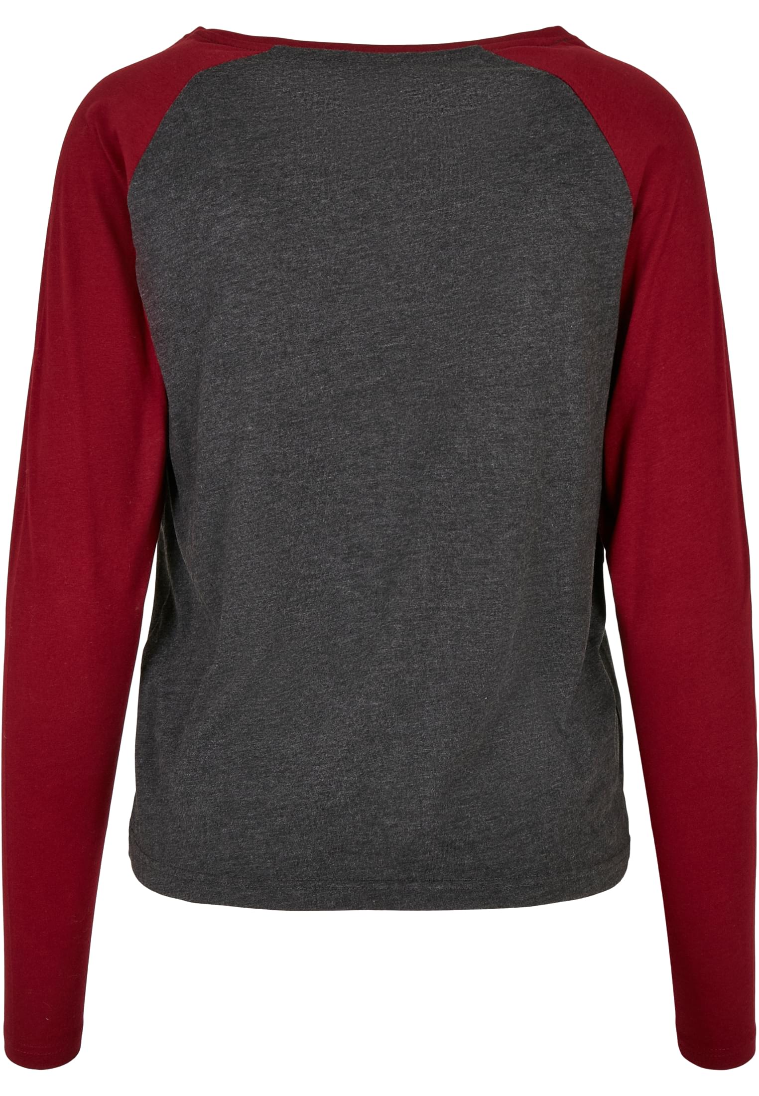 Ladies Contrast Raglan Longsleeve | charcoal/burgundy