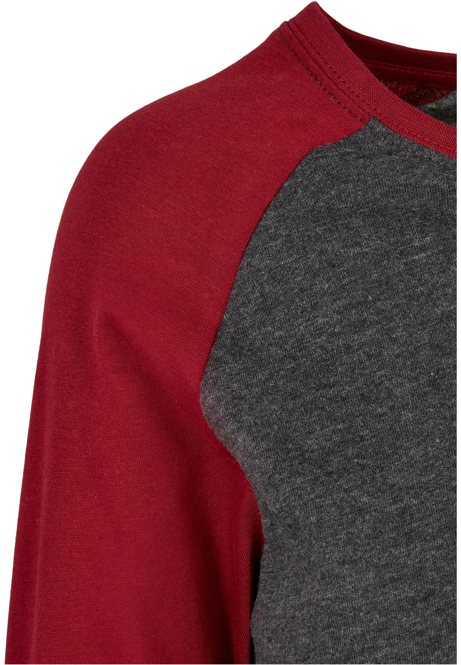 Ladies Contrast Raglan Longsleeve | charcoal/burgundy