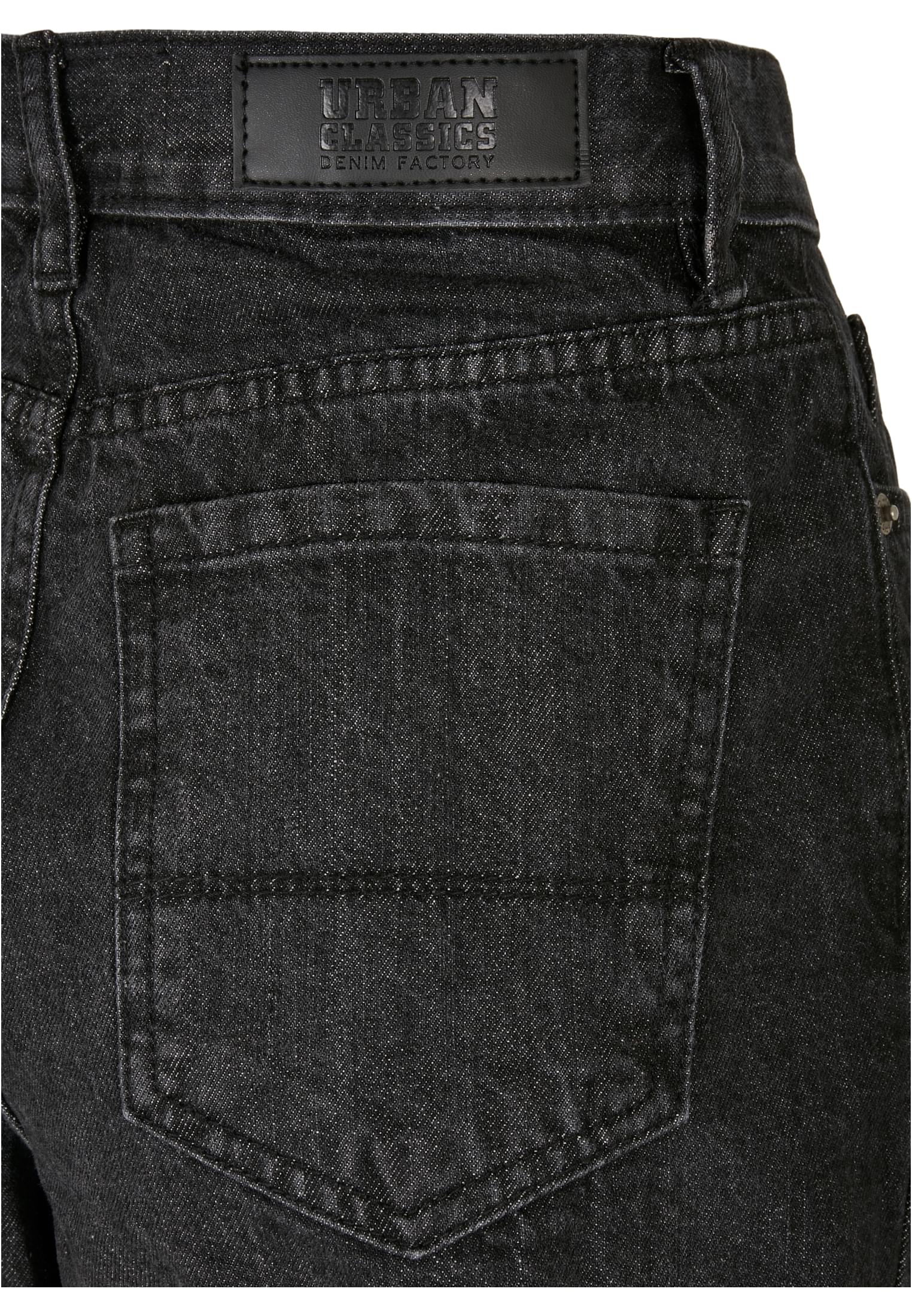 Ladies High Waist Wide Leg Cropped Denim Pants | black washed