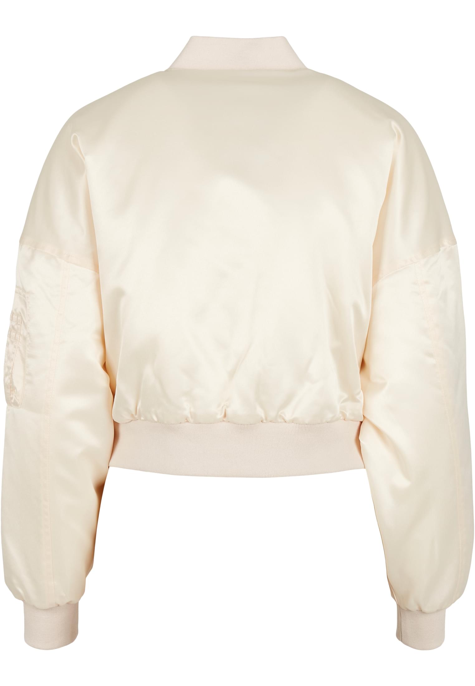 Ladies Short Oversized Satin Bomber Jacket | whitesand