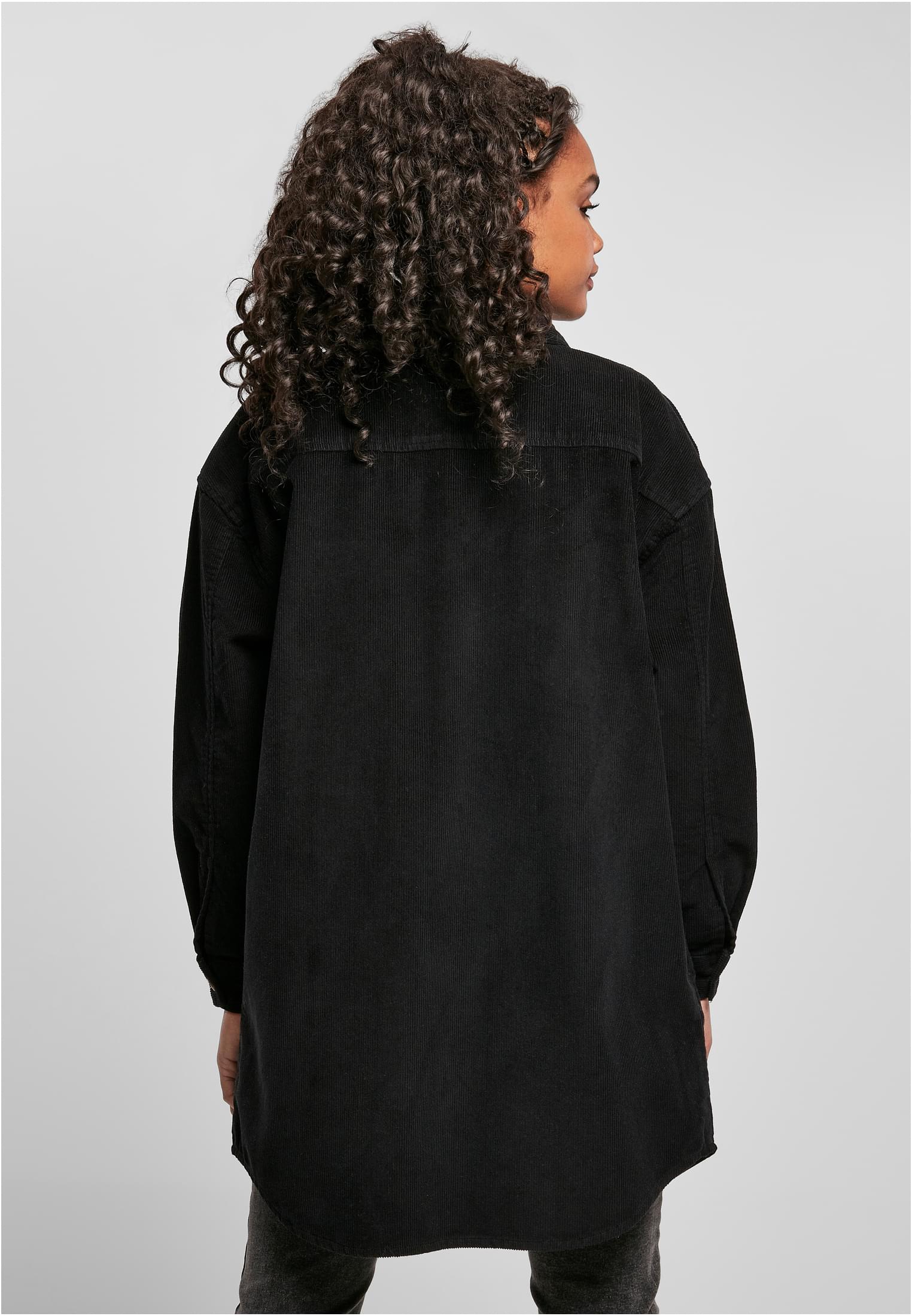 Ladies Long Corduroy Overshirt | black