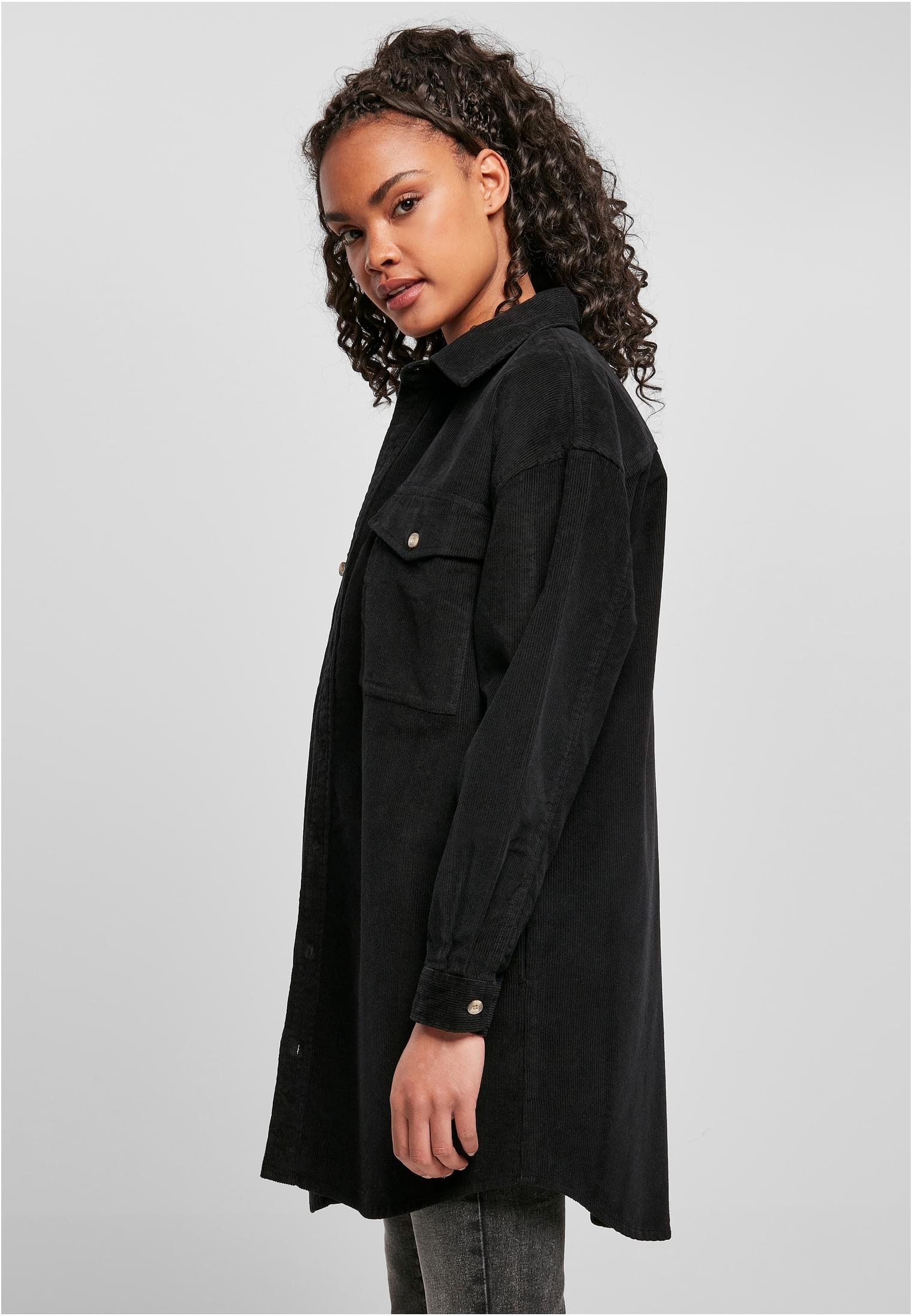 Ladies Long Corduroy Overshirt | black