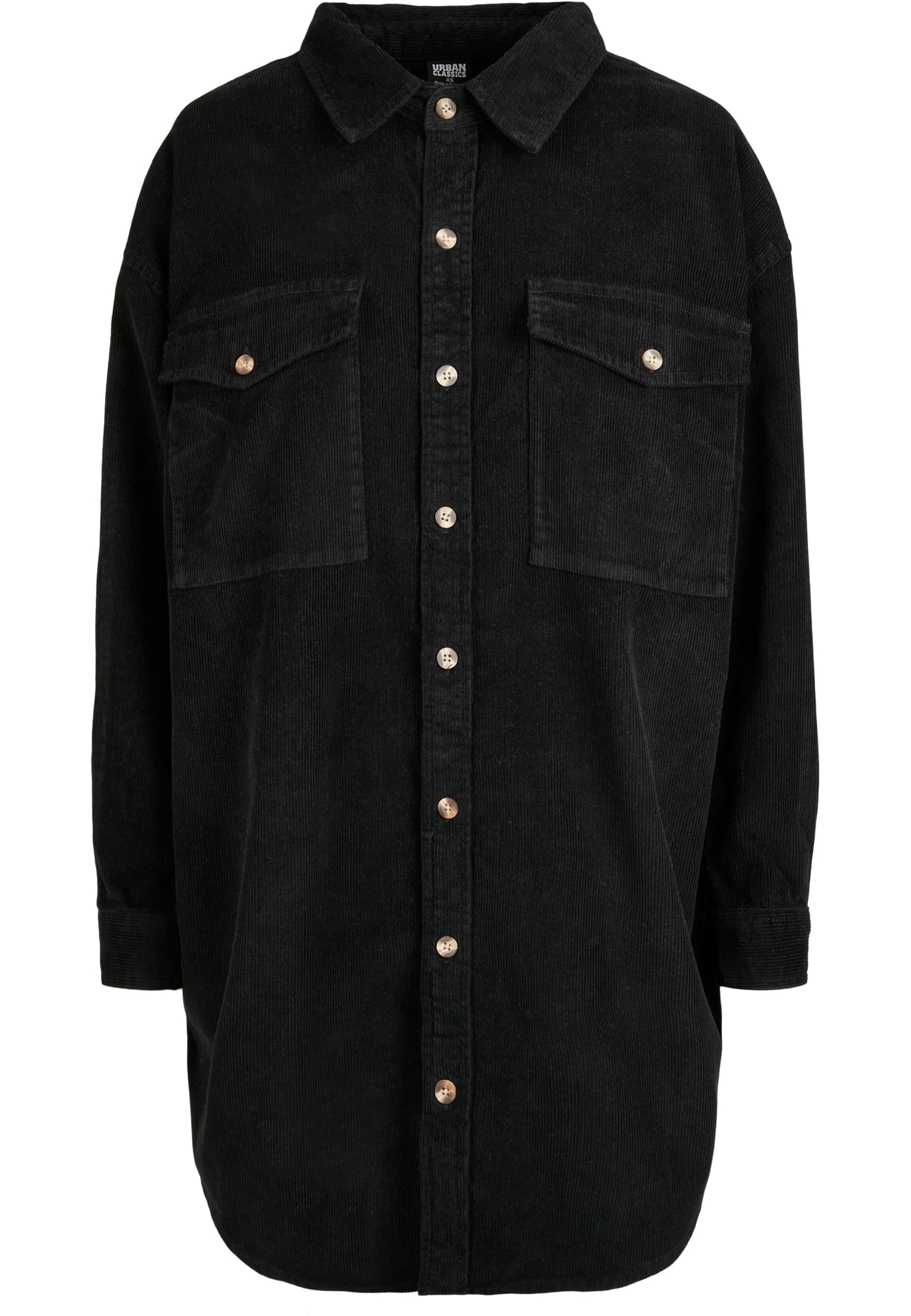 Ladies Long Corduroy Overshirt | black