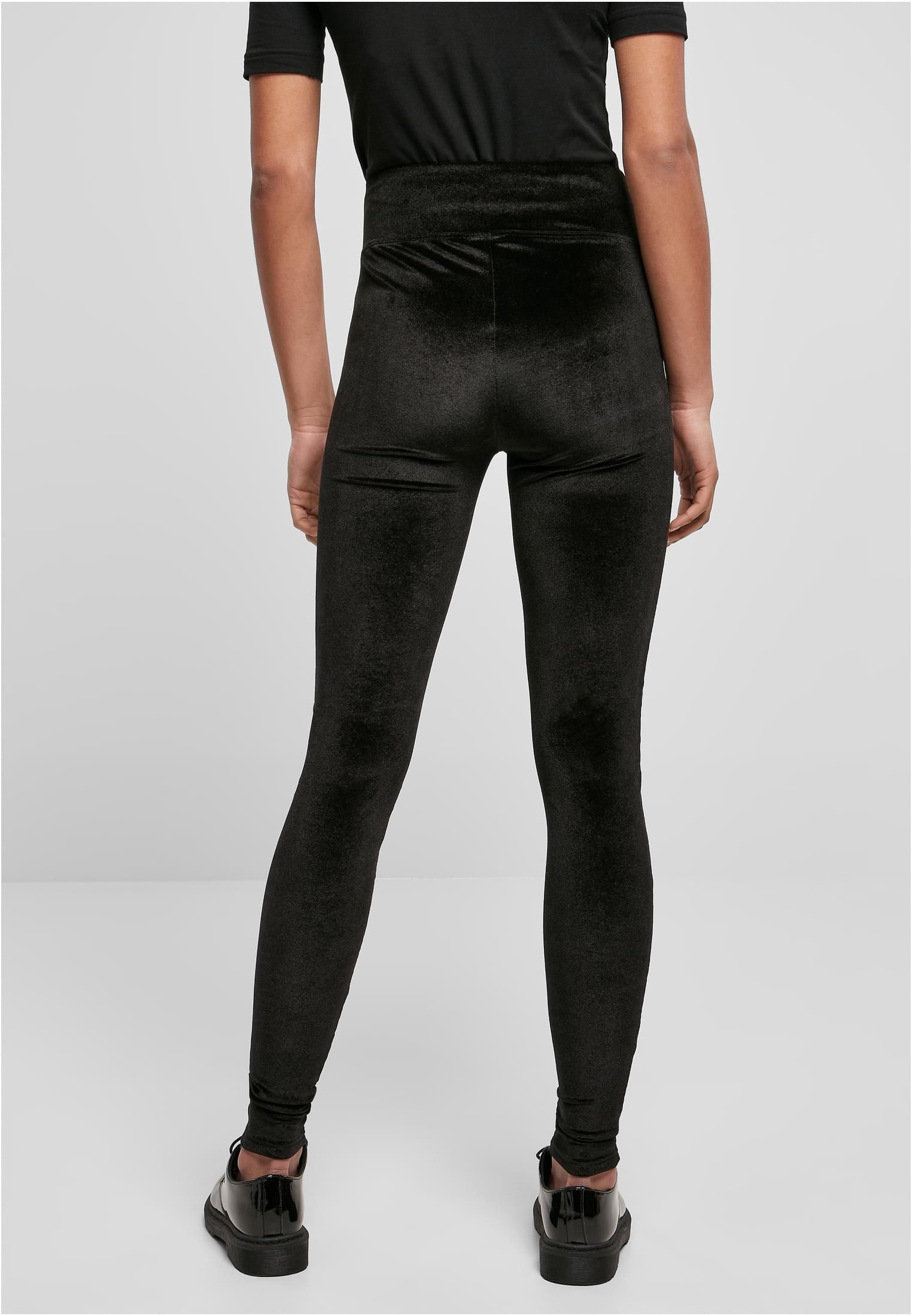 Ladies High Waist Velvet Leggings | black