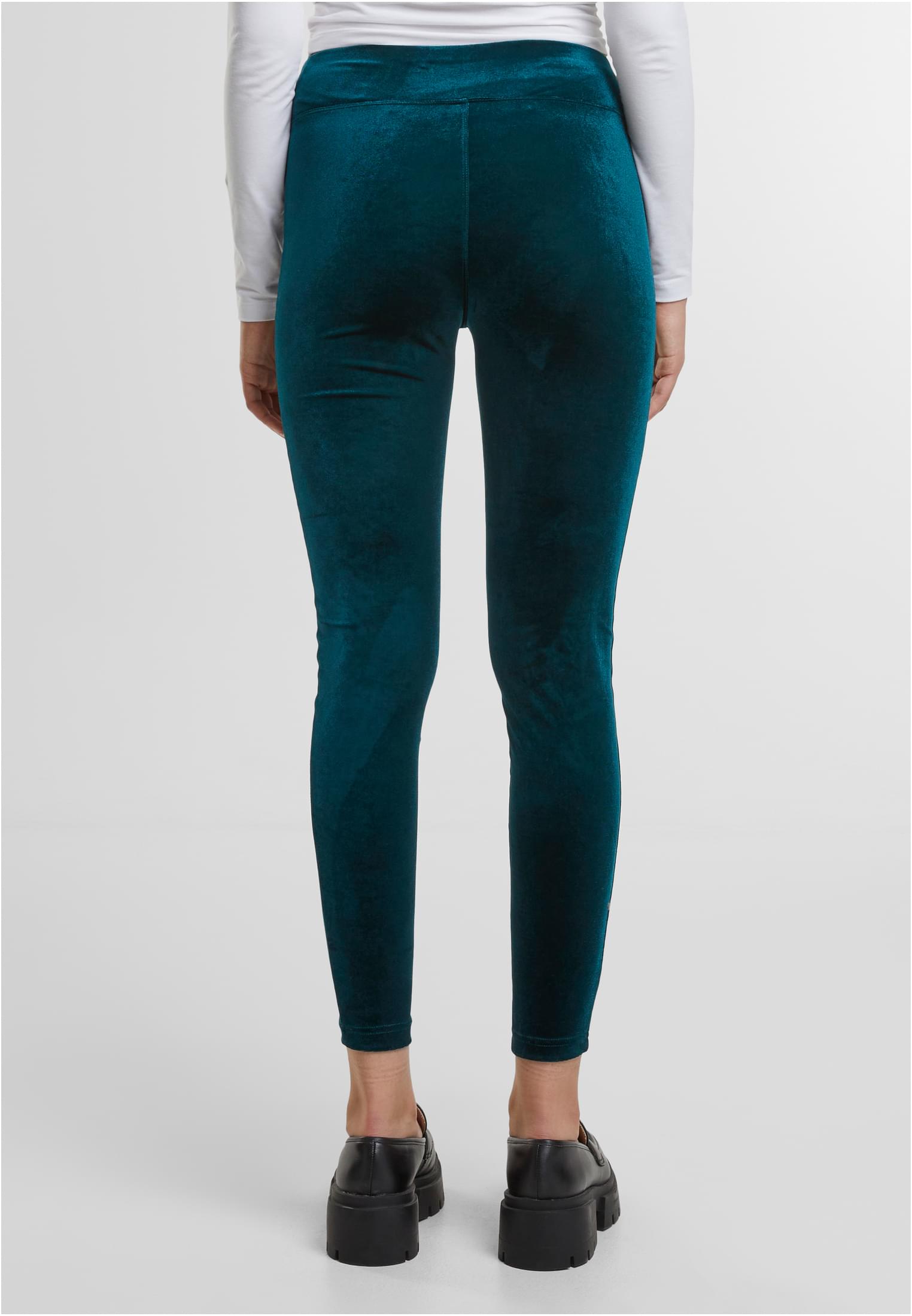 Ladies High Waist Velvet Leggings | teal