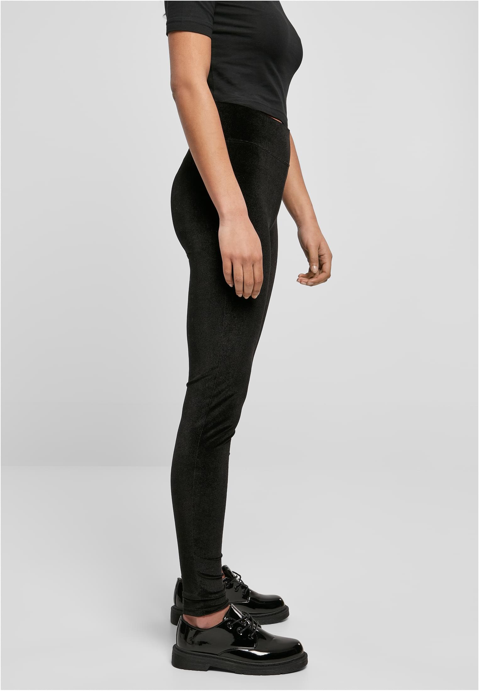 Ladies High Waist Velvet Leggings | black