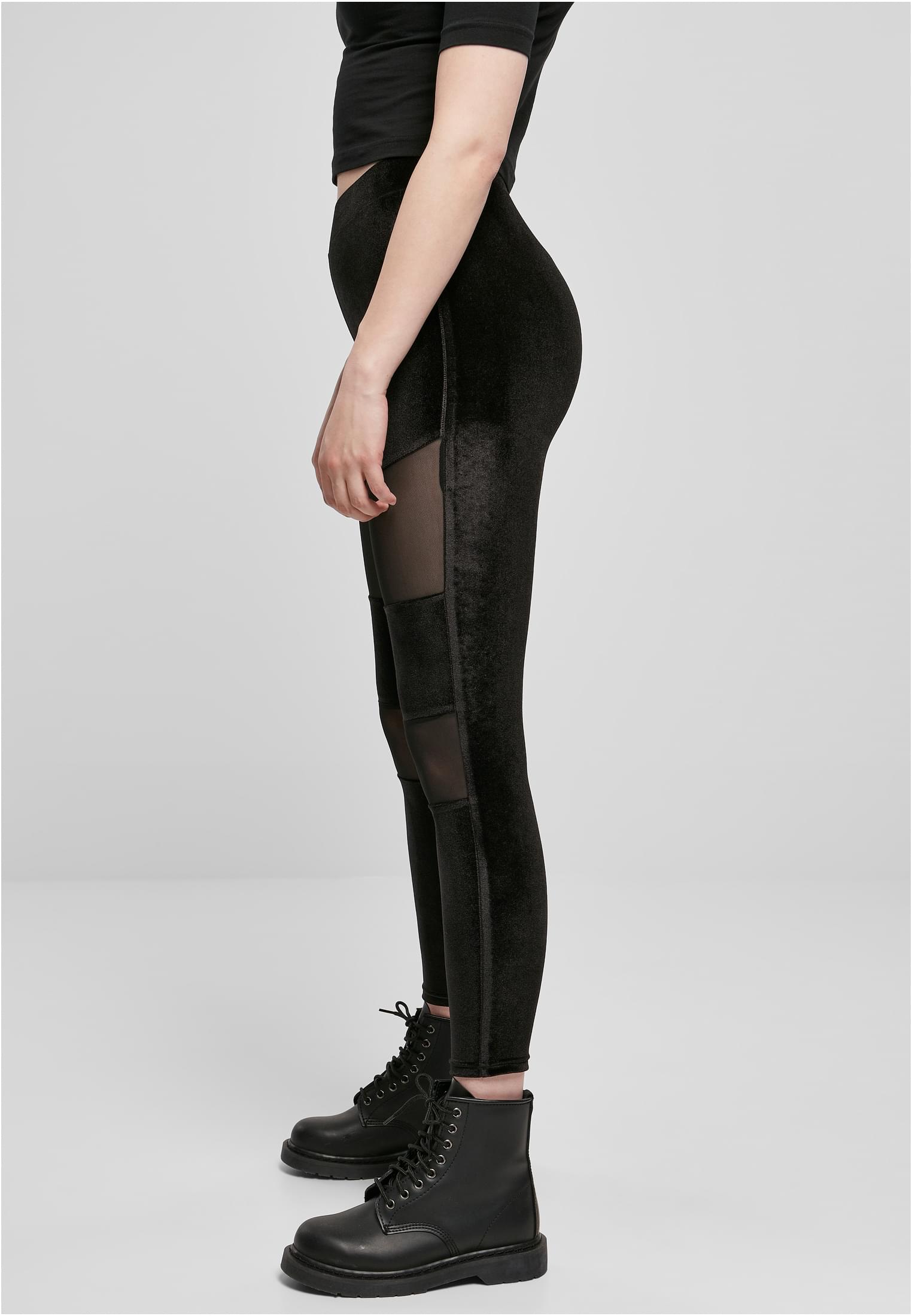 Ladies Velvet Tech Mesh Leggings | black