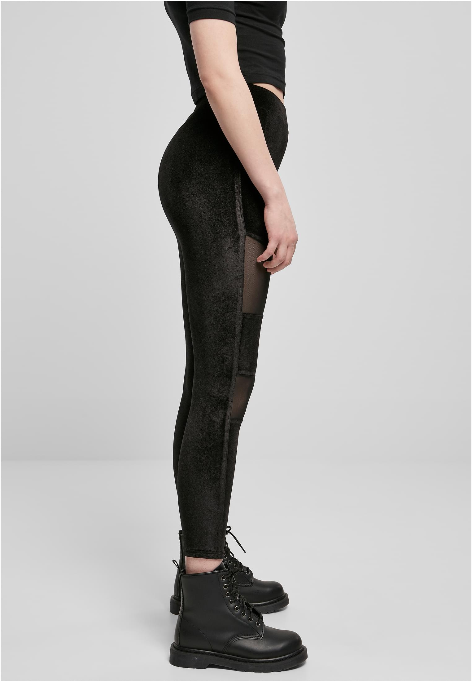 Ladies Velvet Tech Mesh Leggings | black