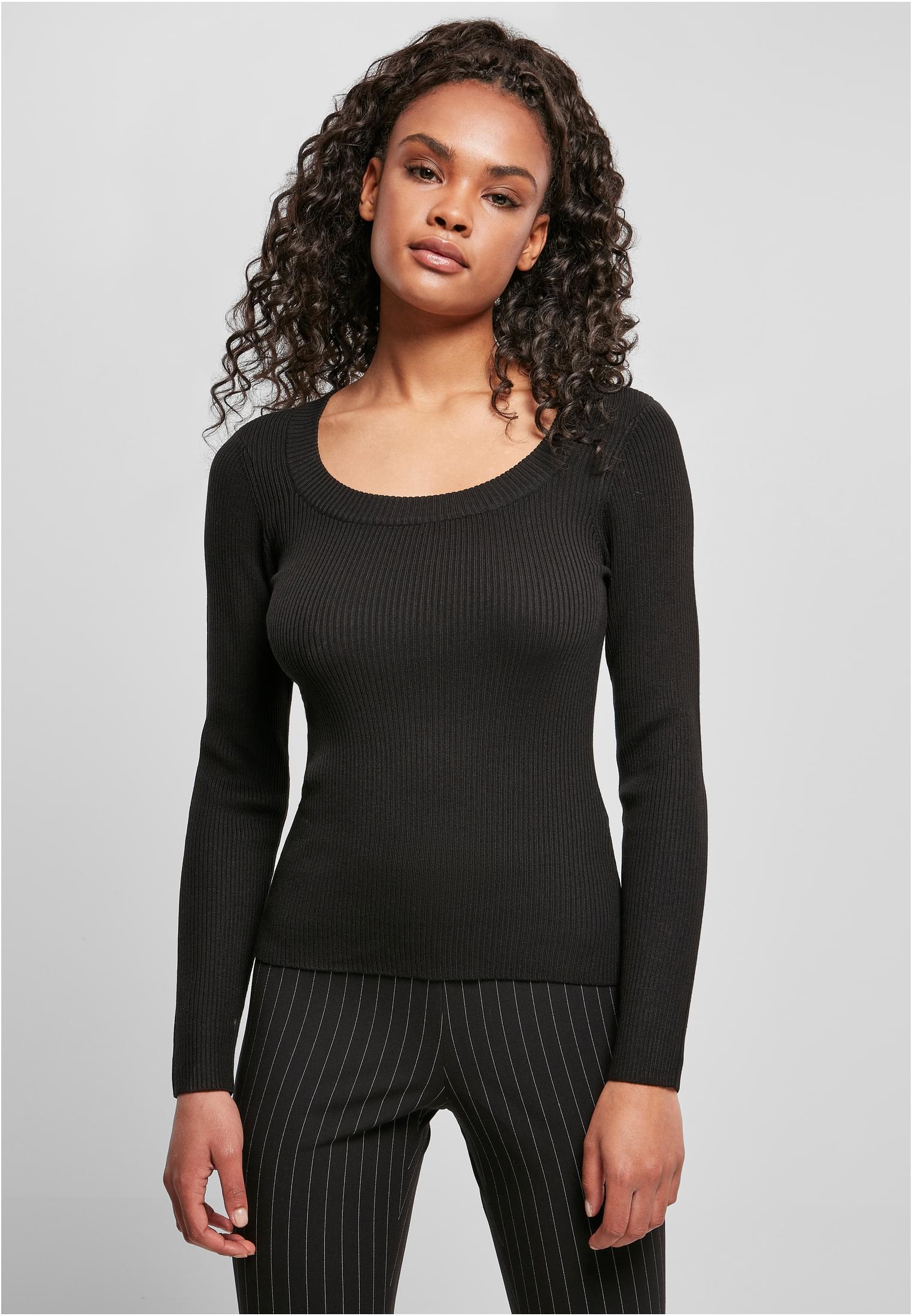 Ladies Wide Neckline Sweater | black