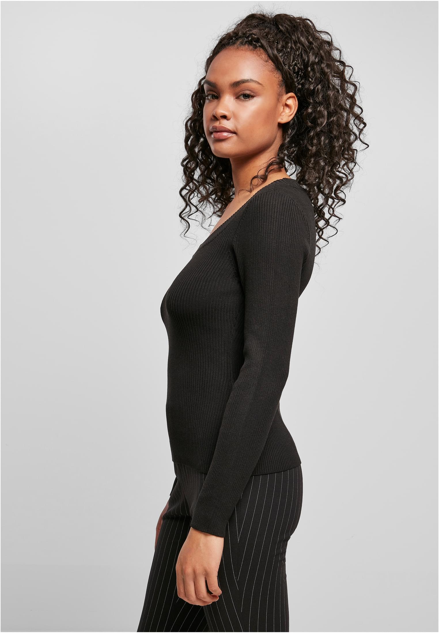 Ladies Wide Neckline Sweater | black