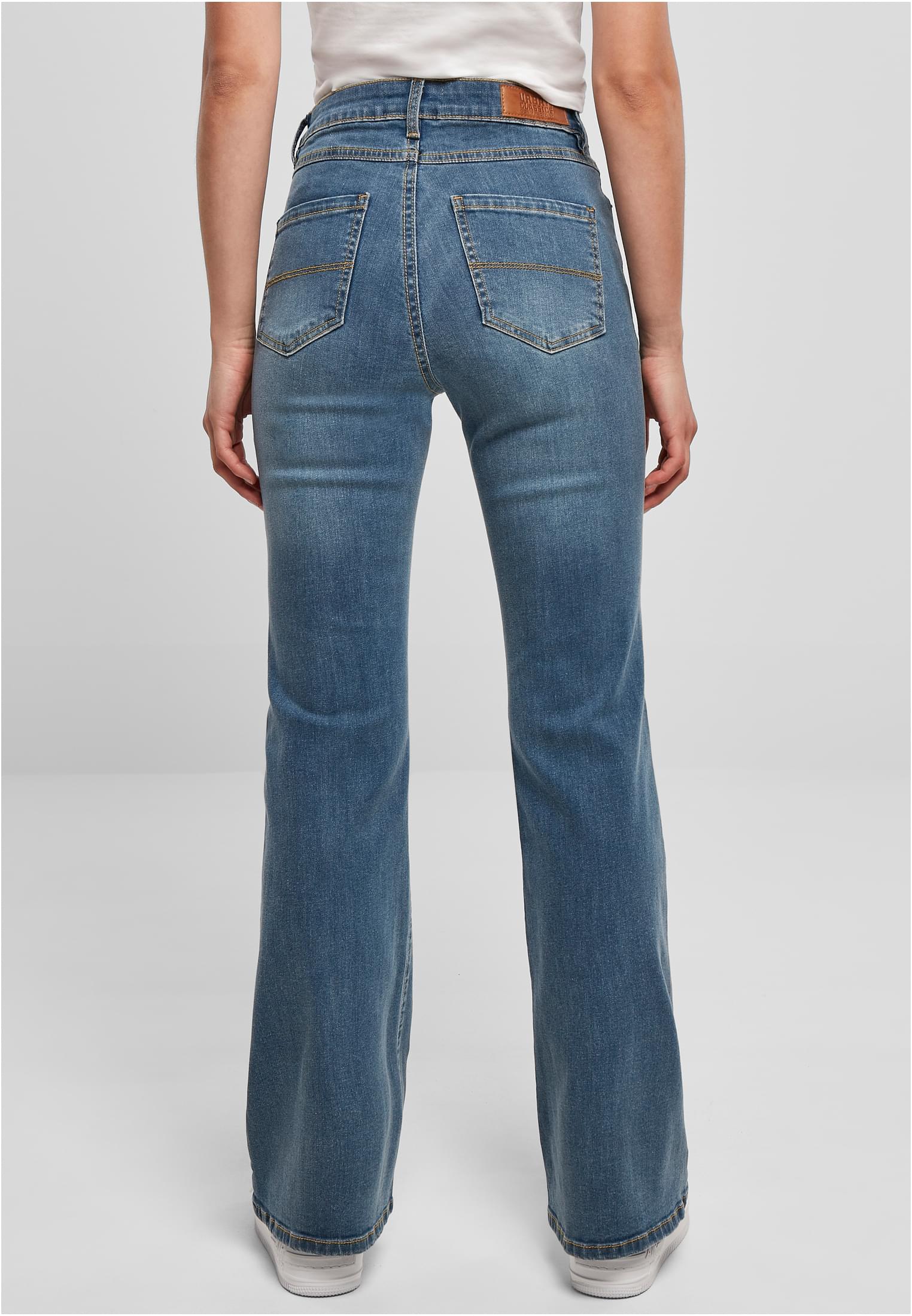 Ladies High Waist Flared Denim Pants | midstone washed