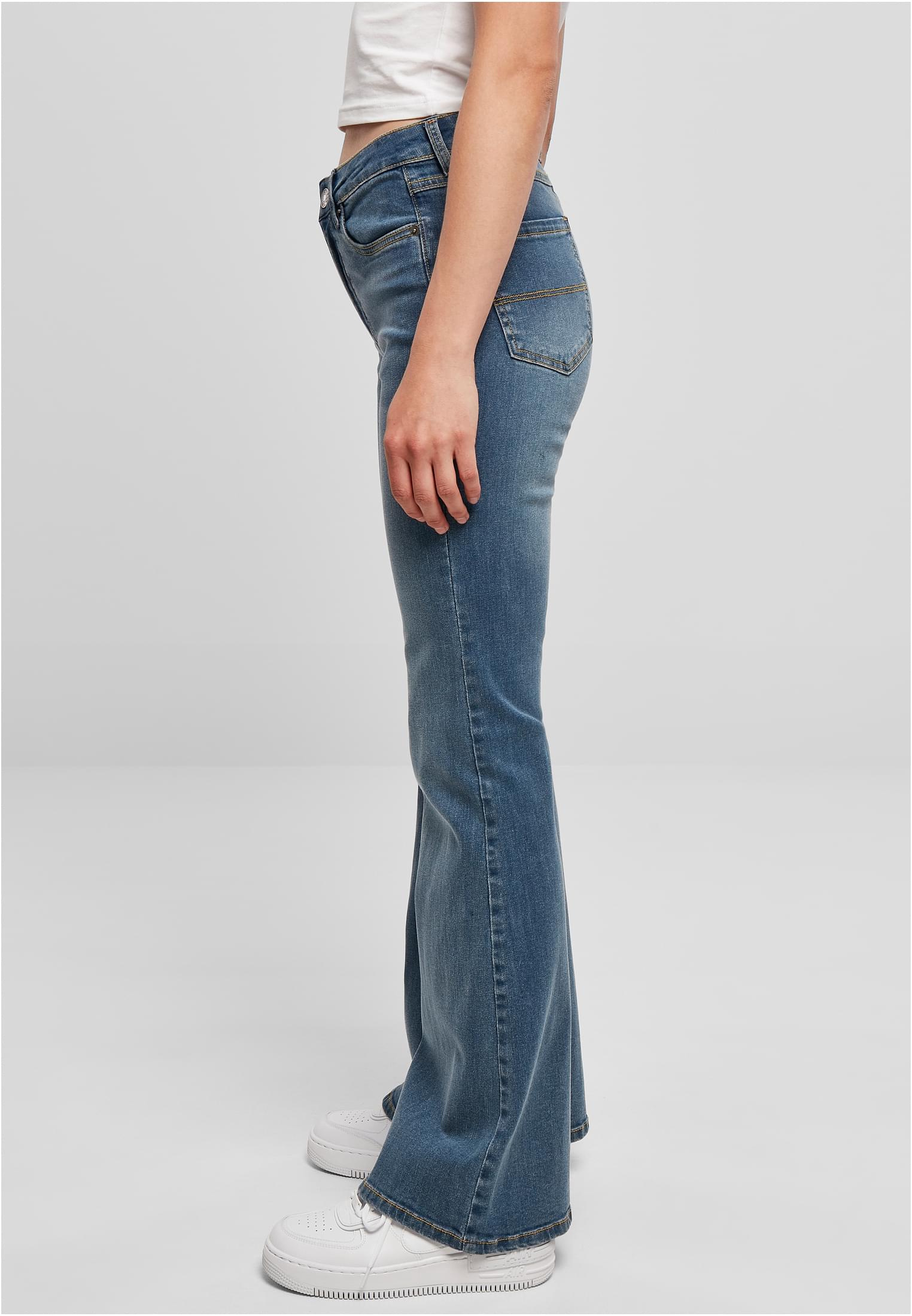 Ladies High Waist Flared Denim Pants | midstone washed