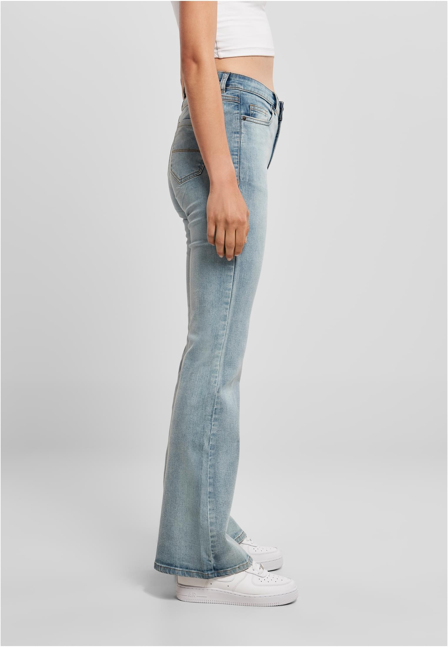 Ladies High Waist Flared Denim Pants | tinted light blue washed