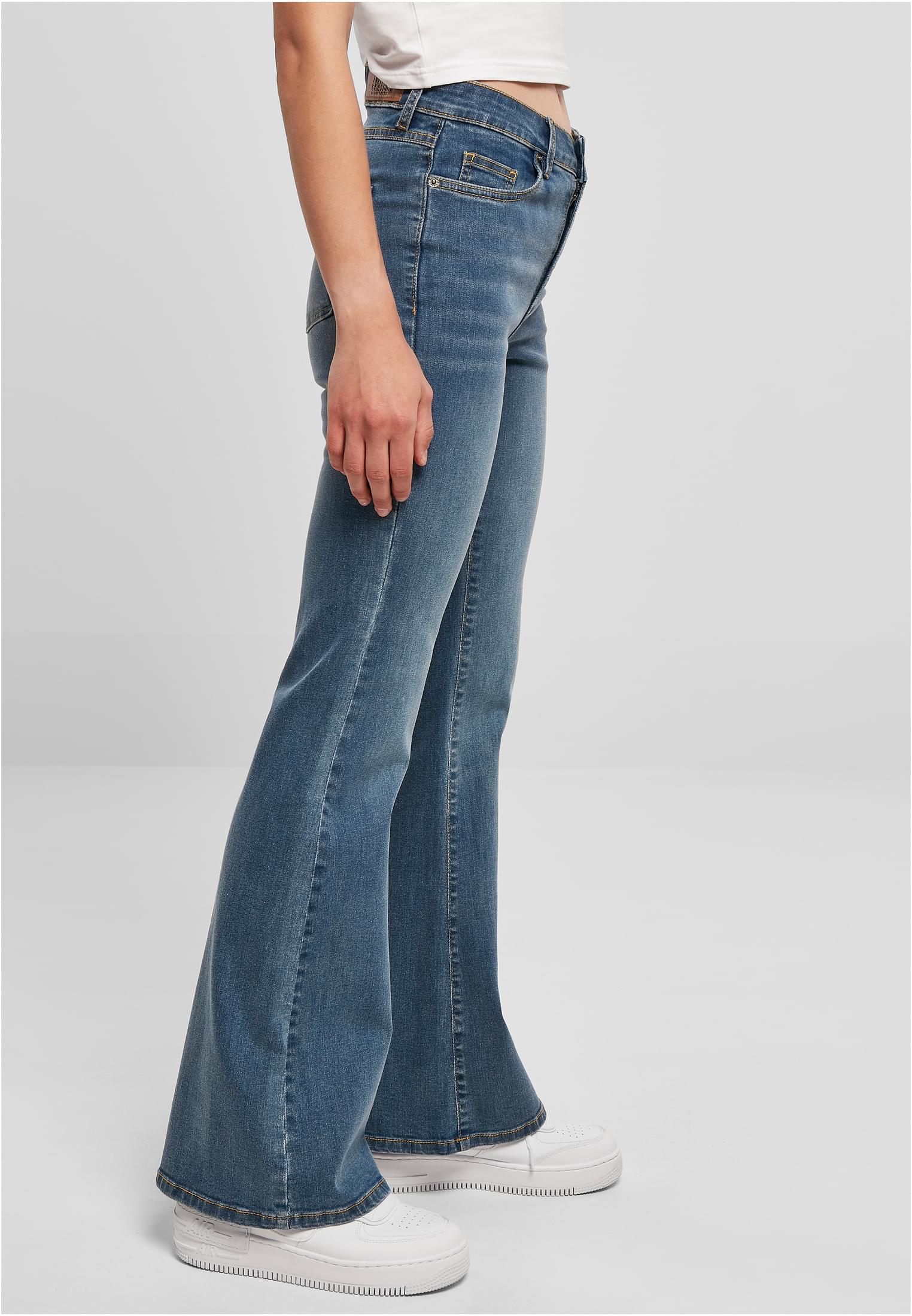 Ladies High Waist Flared Denim Pants | midstone washed