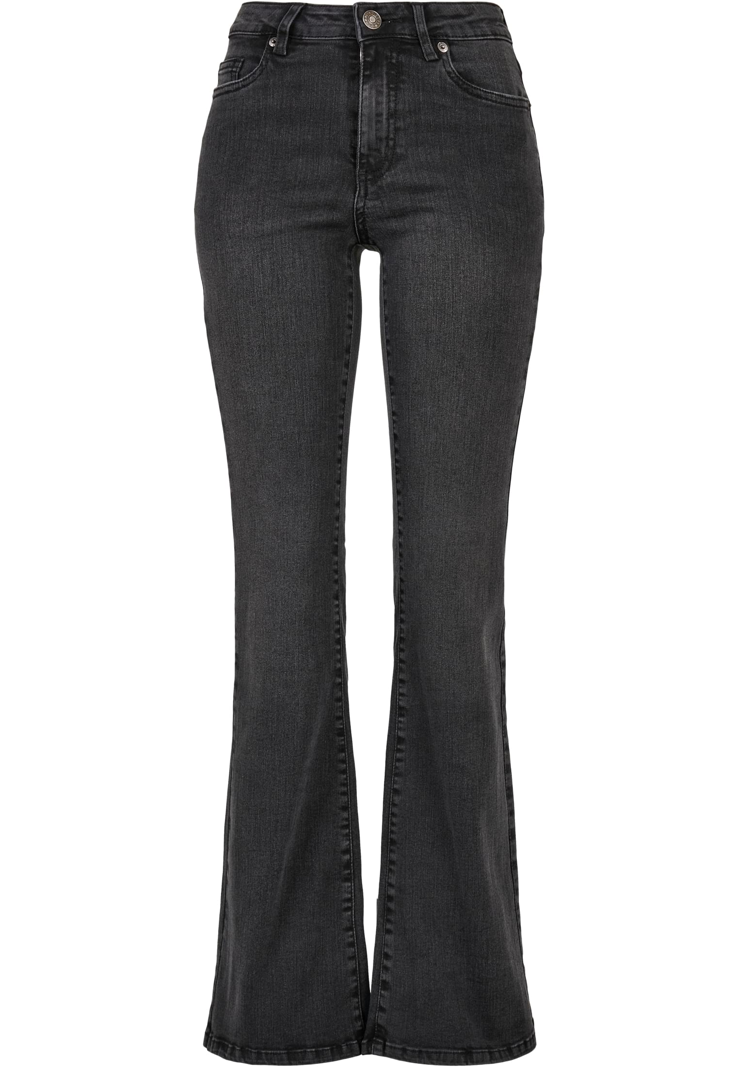 Ladies High Waist Flared Denim Pants | black washed