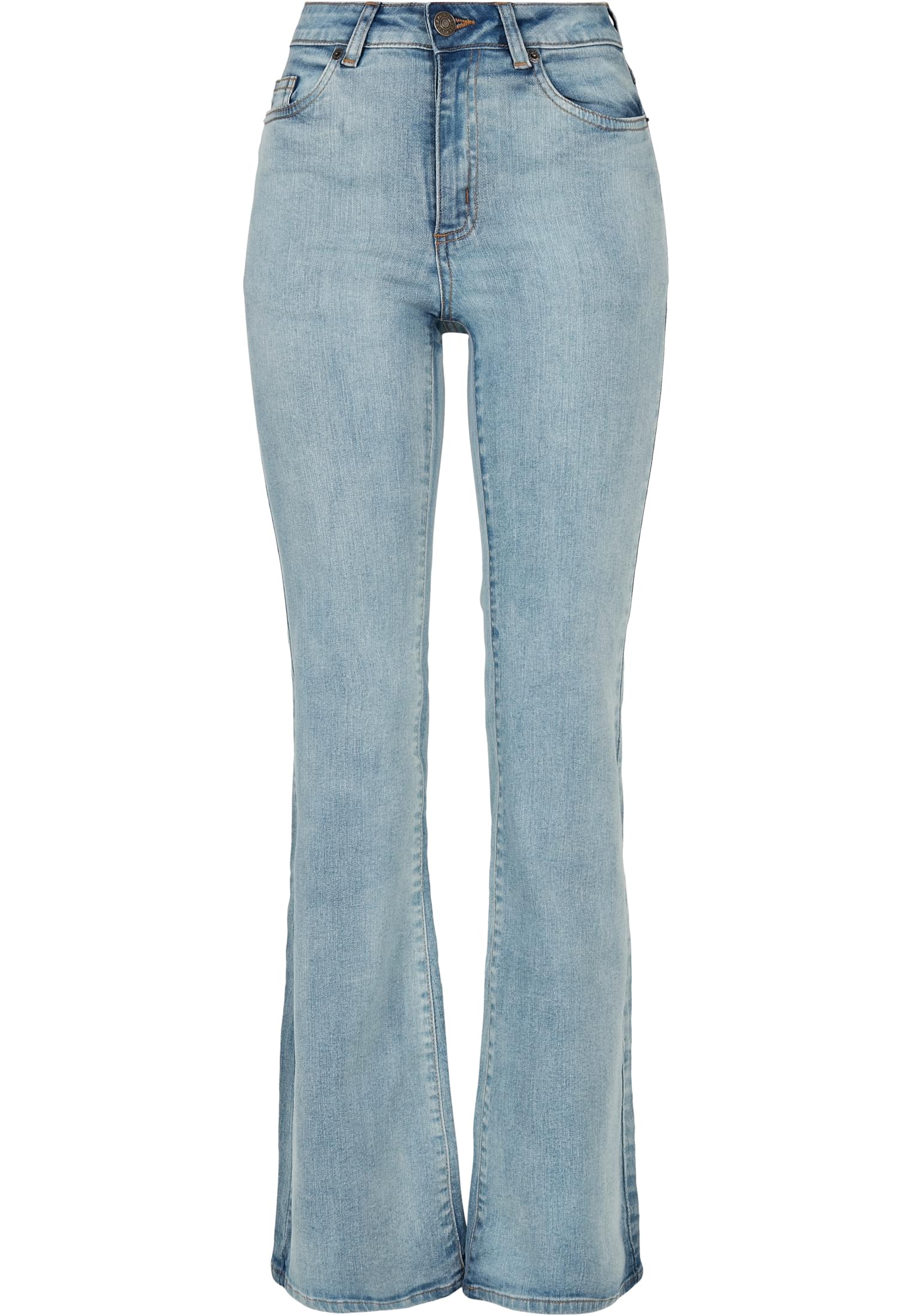 Ladies High Waist Flared Denim Pants | tinted light blue washed