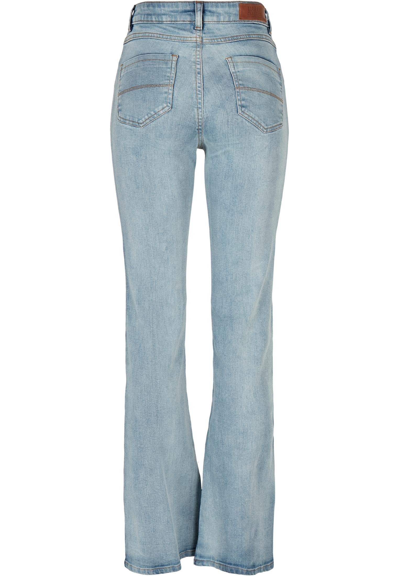 Ladies High Waist Flared Denim Pants | tinted light blue washed