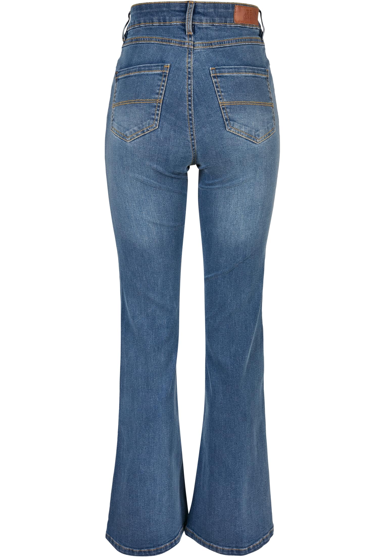 Ladies High Waist Flared Denim Pants | midstone washed