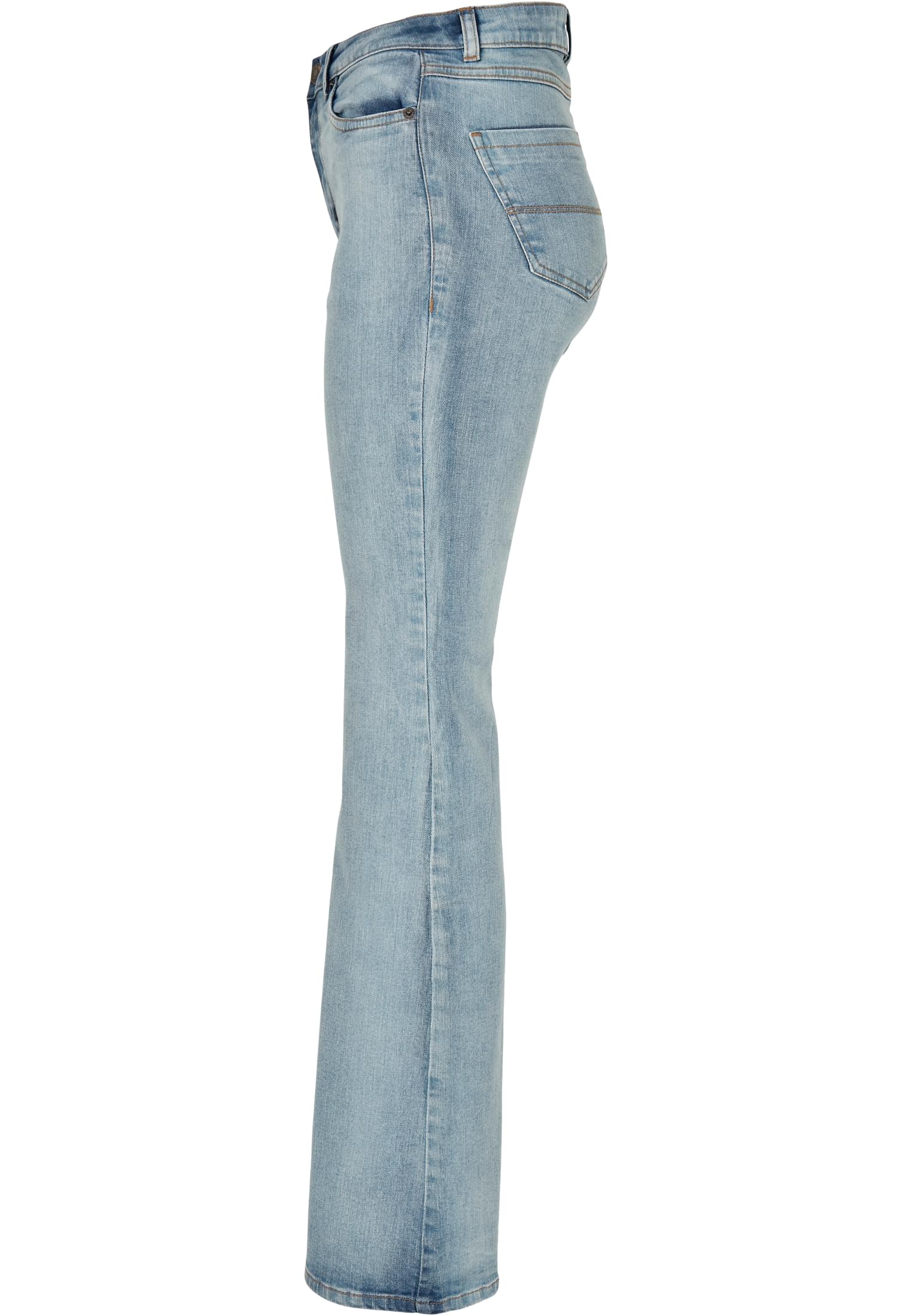 Ladies High Waist Flared Denim Pants | tinted light blue washed