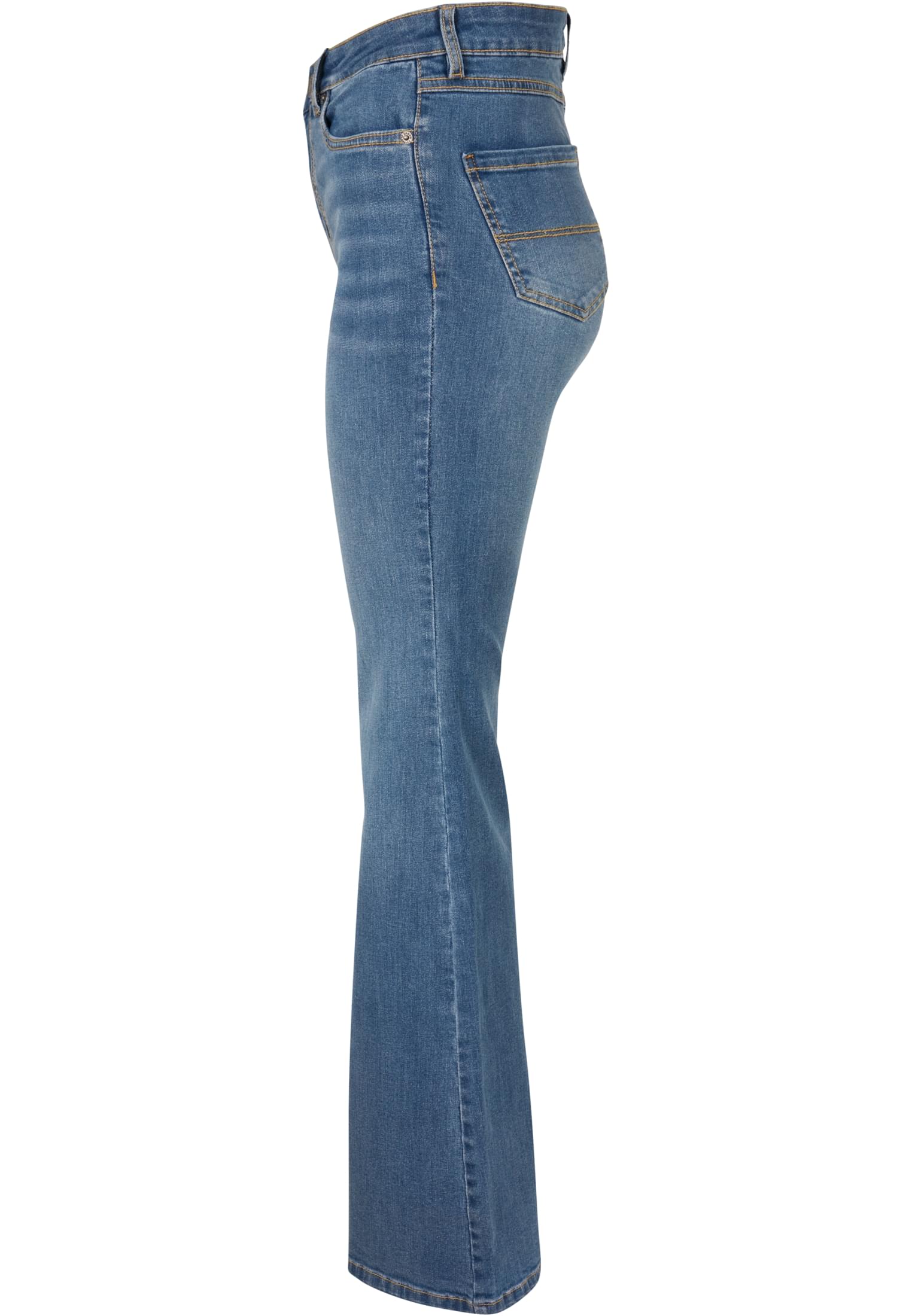 Ladies High Waist Flared Denim Pants | midstone washed