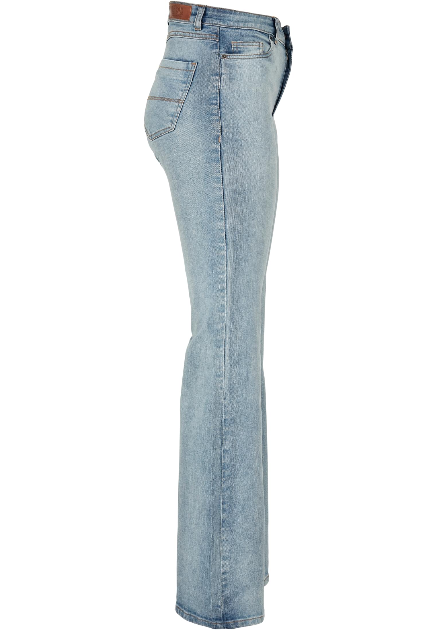 Ladies High Waist Flared Denim Pants | tinted light blue washed