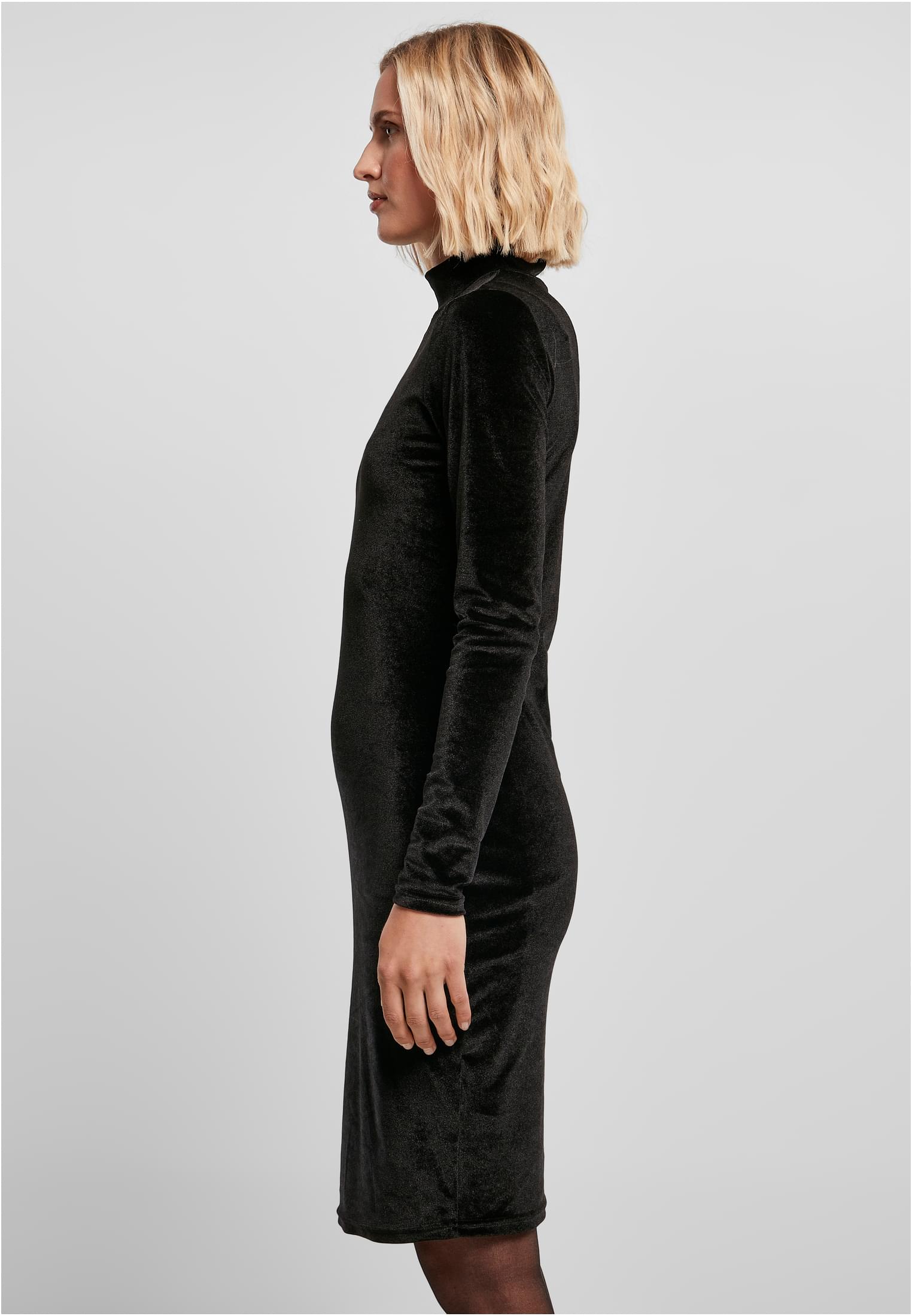 Ladies Velvet Turtle Neck Dress | black