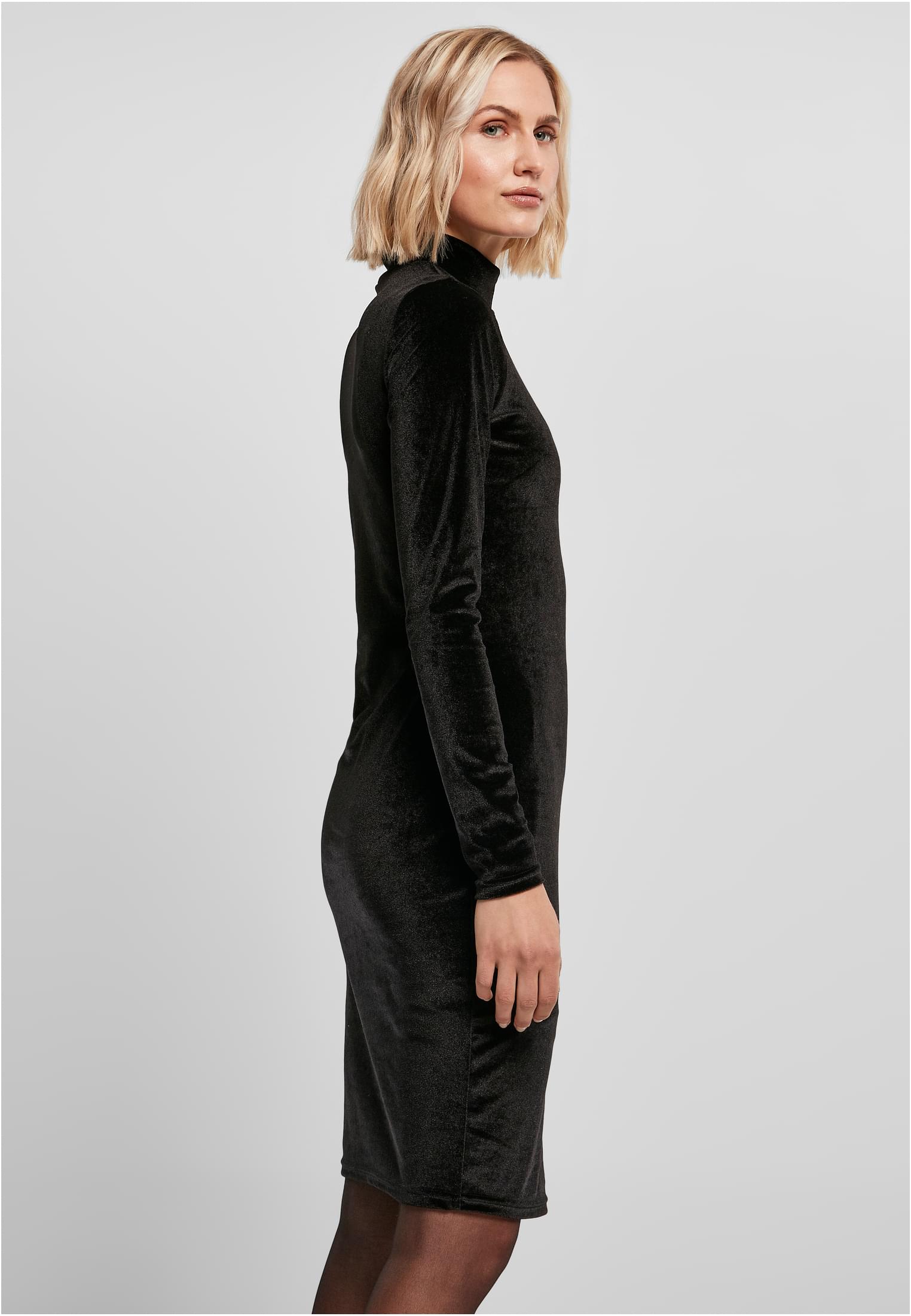 Ladies Velvet Turtle Neck Dress | black