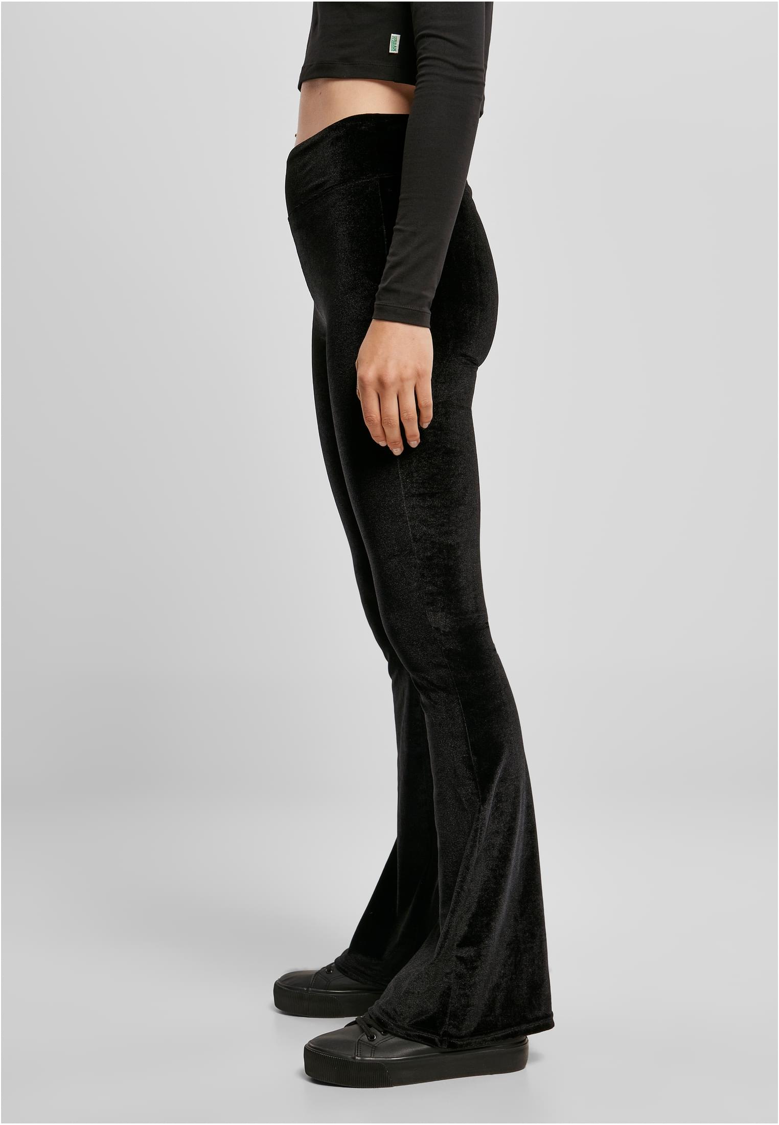 Ladies High Waist Velvet Boot Cut Leggings | black