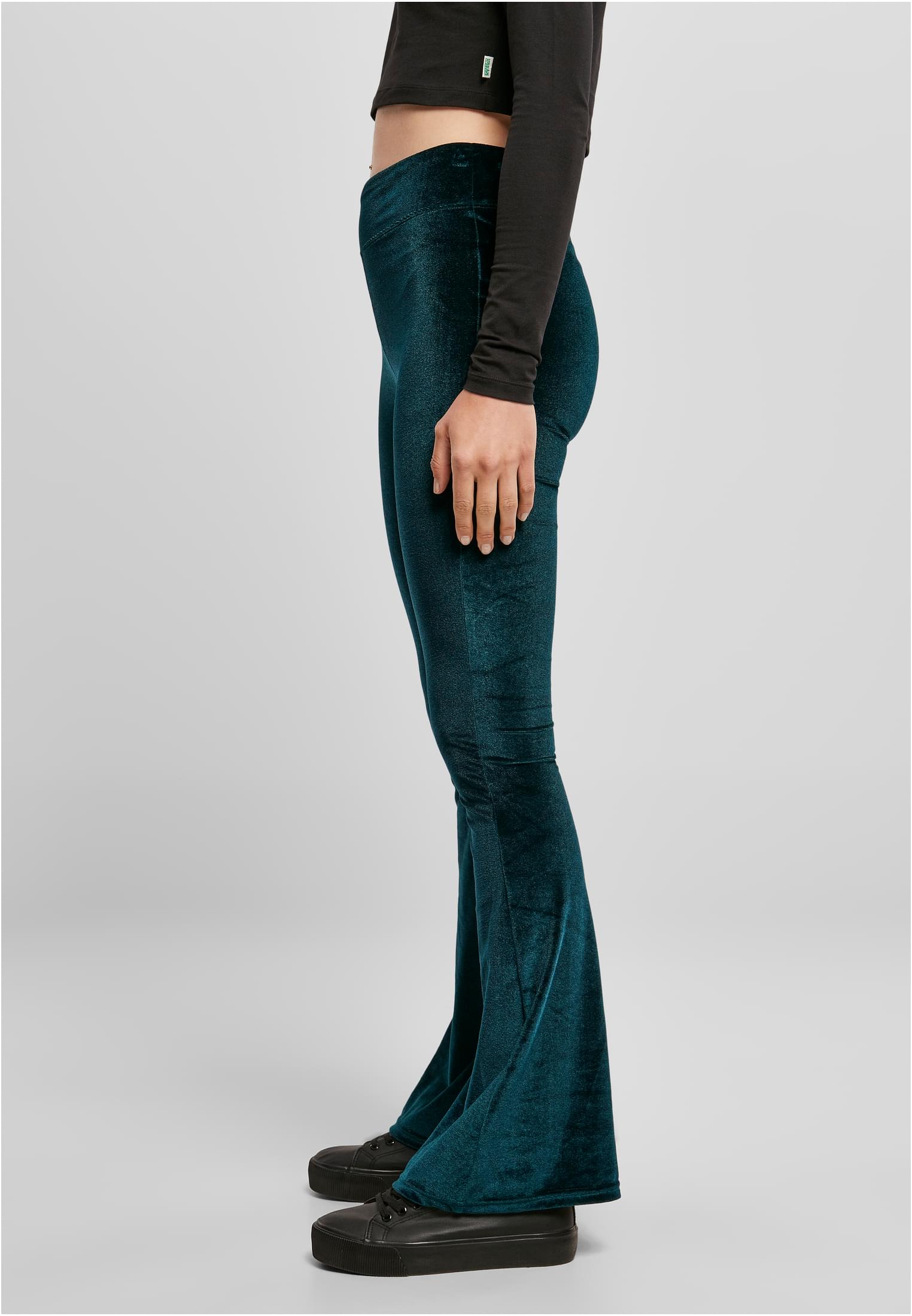 Ladies High Waist Velvet Boot Cut Leggings | teal